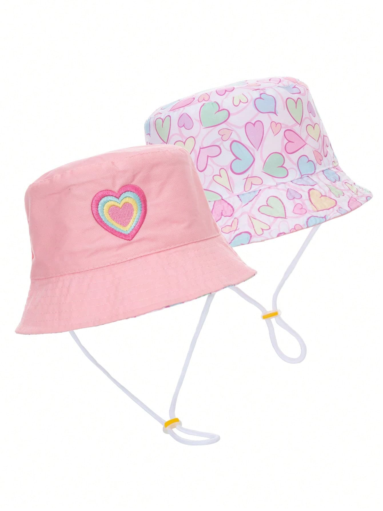 1pc Kids Heart & Butterfly Print Reversible Bucket Hat, Unisex Daily Wear Sun Protection Hat For Boys & Girls