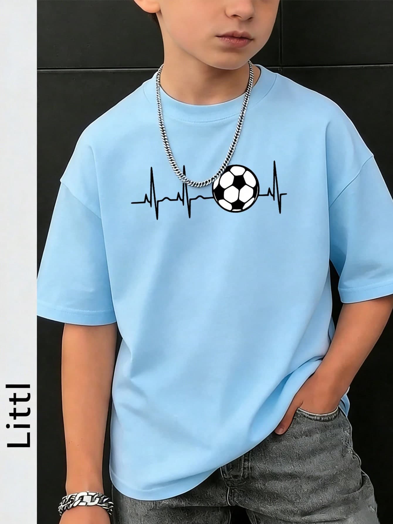 Tween Boys Casual Printed Round Neck Short Sleeve T-Shirt, Summer Top