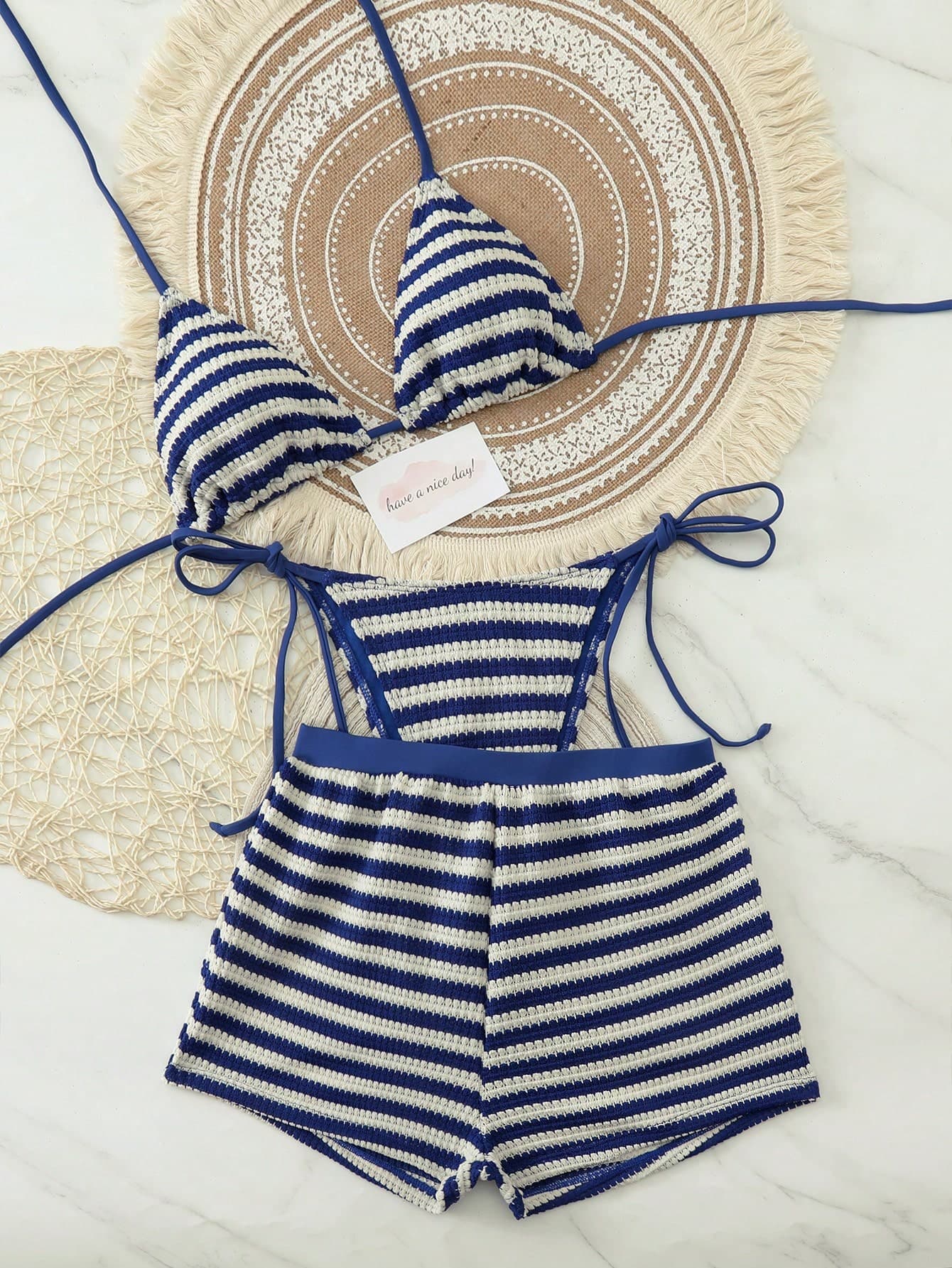 2026 Fashion Sexy Women's 3-Piece Bikini Beach Shorts Swimsuit Set, Suitable For Spring/Summer Casual Daily Wear, Pool Parties