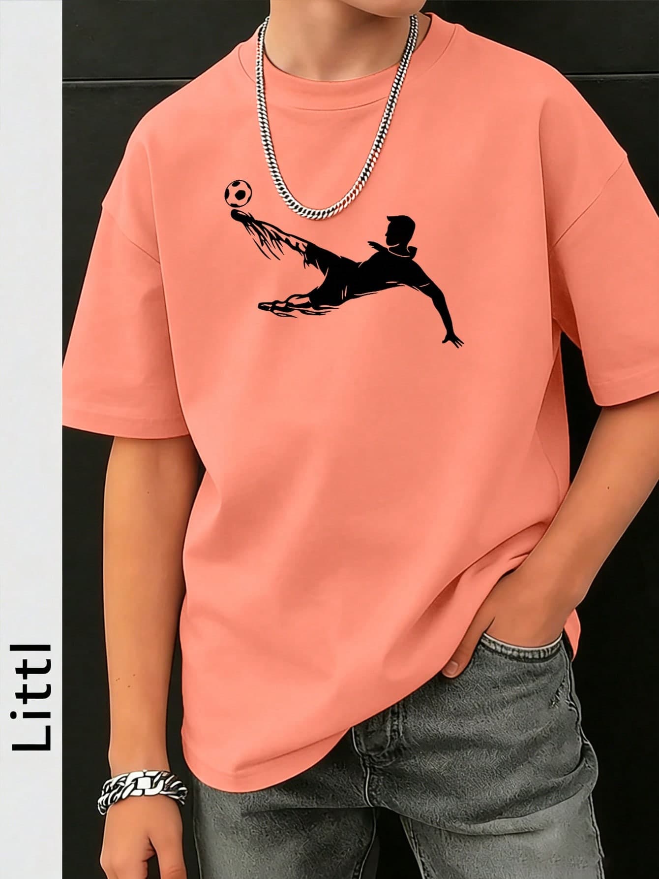 Boys' World Cup Soccer Print Loose T-Shirt, Summer Breathable Short Sleeve Sports Top