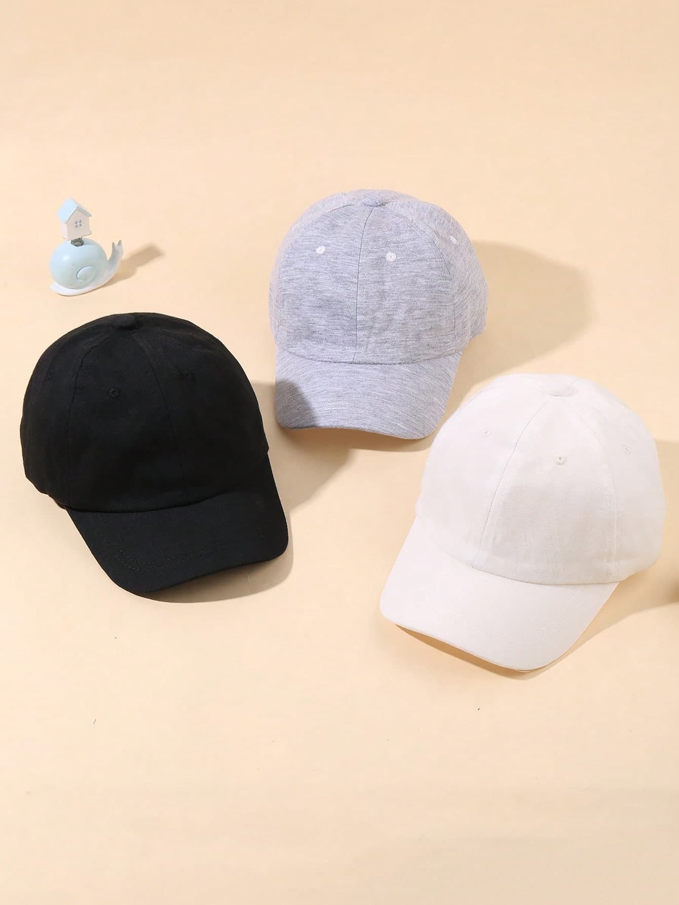 3 Packs Kids Baseball Cap 1-8 Years Boys Girls Solid Color Sun Hat Classic Black White Grey Toddler Children Athletic Adjustable Baseball Cap