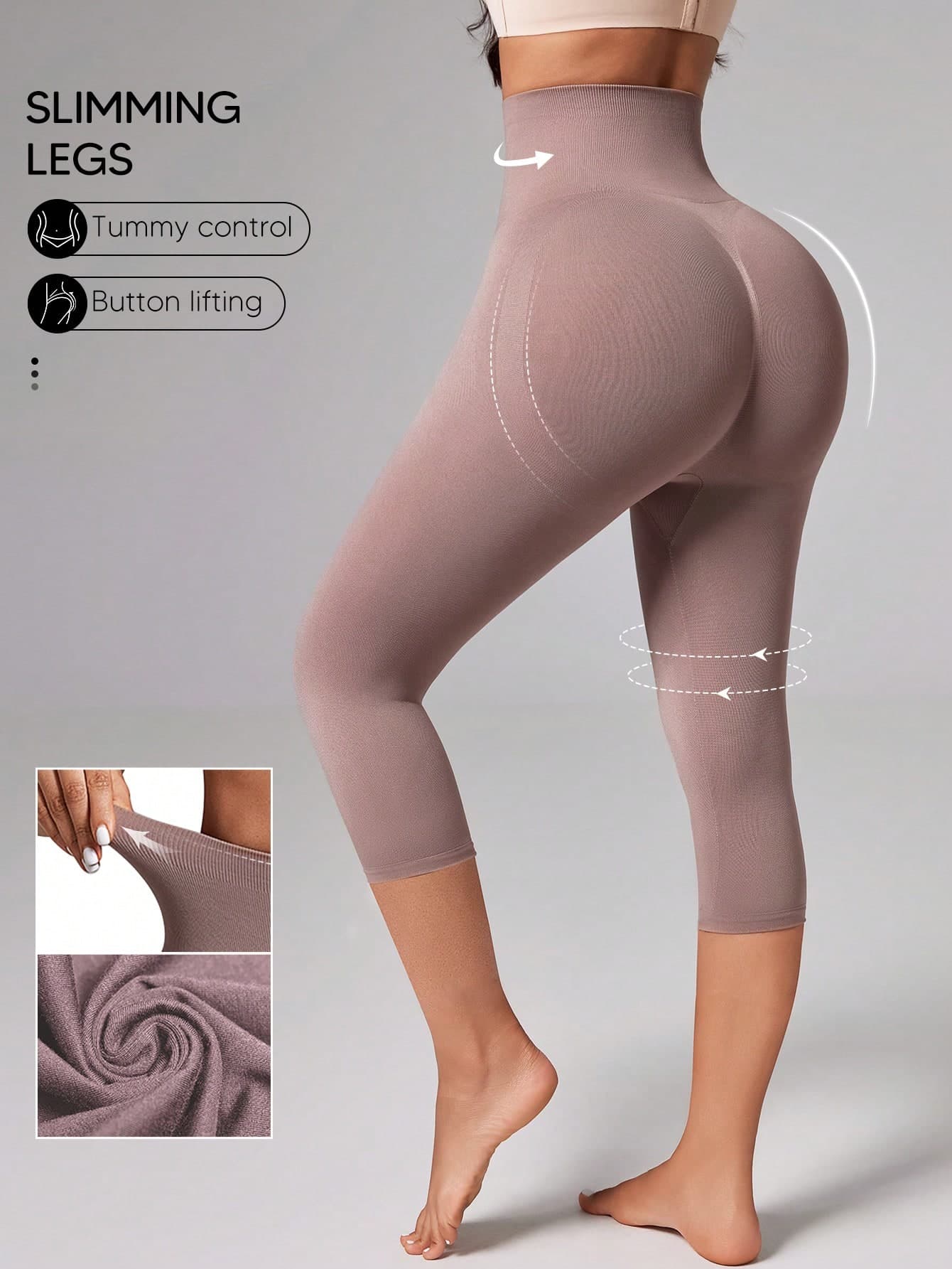 Suprenx Women's High Waist 3/4 Length Tight Leggings, Slimming And Shaping