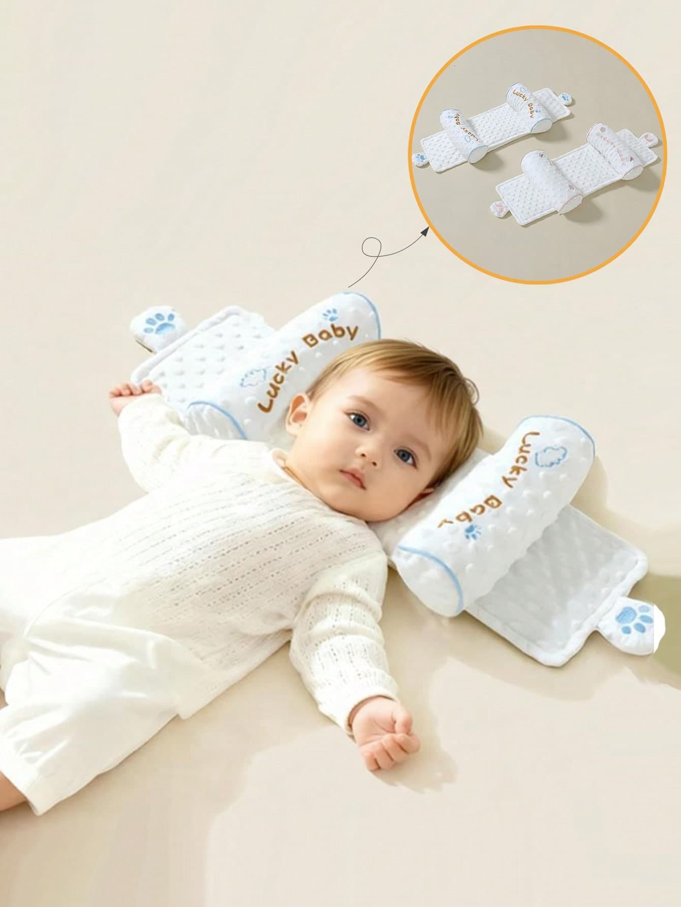 1pc Adjustable Newborn Baby Pillow, Brown Soft Cushion Lightweight Sleeping Pillow