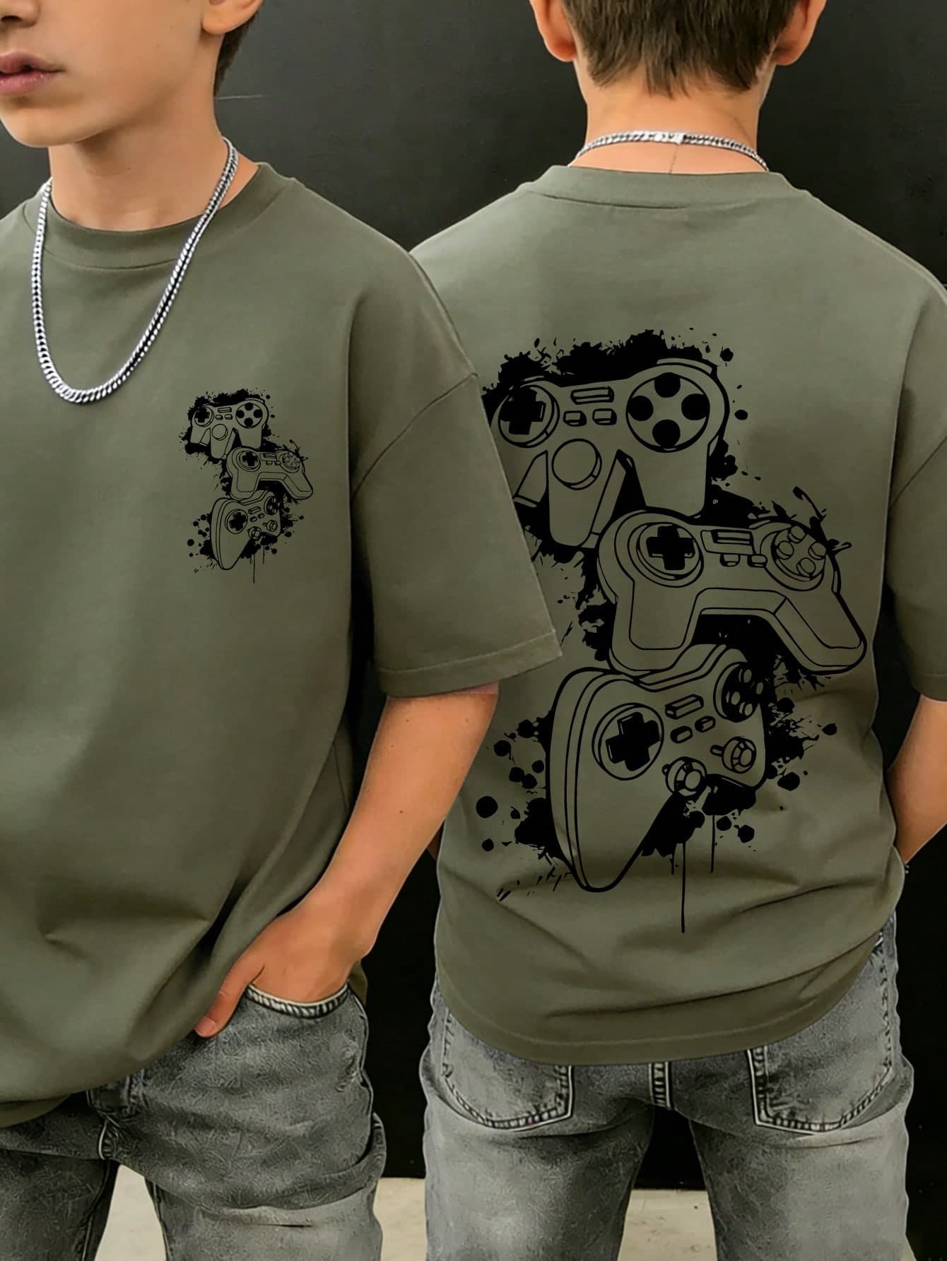 1pc Tween Boy Video Game Graphic Print Short Sleeve T-Shirt, Summer Top For Young Students