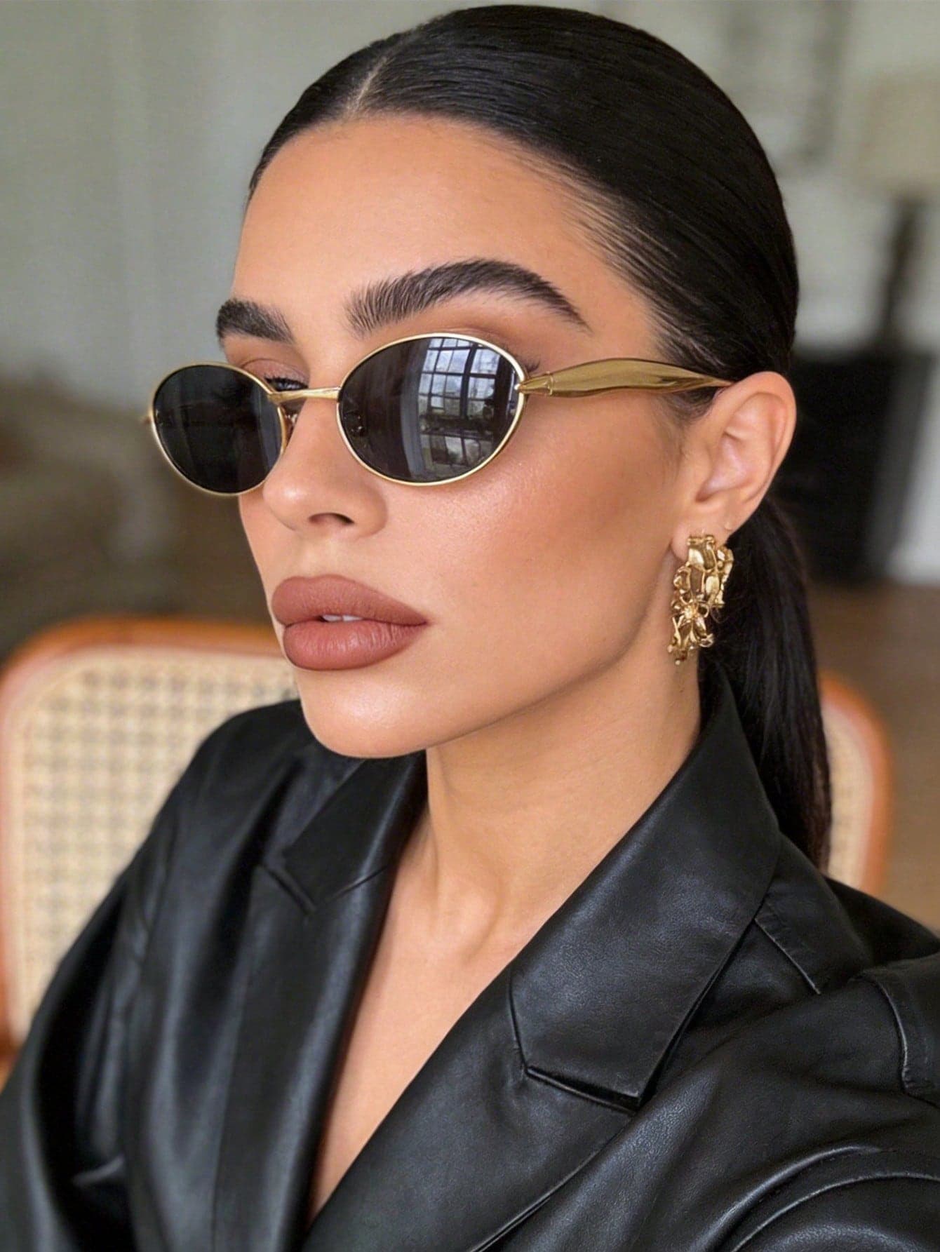 1pc Fashionable Small Frame Retro Streetwear Glasses, Suitable For Women For Autumn/Winter Outings, Travel, Beach, Music Festivals And Daily Wear