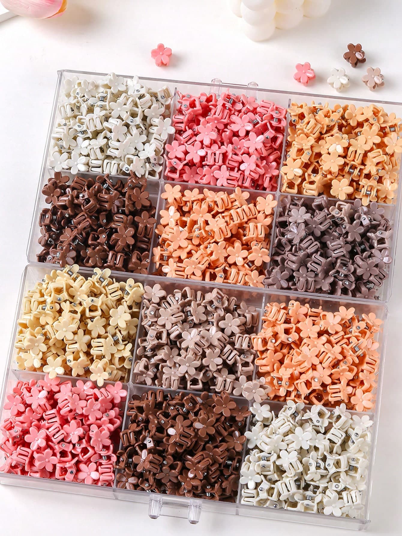 100pcs/Pack Colorful Random Flower Mini Hair Clips, Fashion Fresh Minimalist Cute Girl Hair Accessories, Suitable For Daily Use