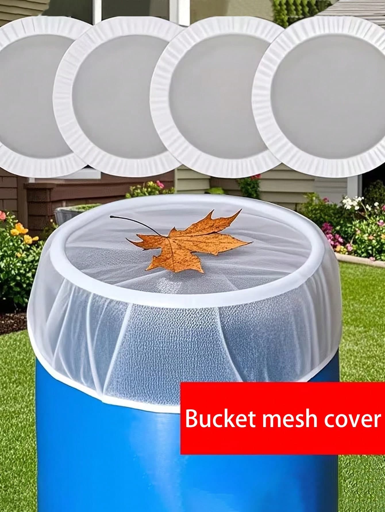 1pc Durable White Mesh Outdoor Rain Barrel Cover, Anti-Insect And Leaf Debris, Fits Standard Size Rain Barrels, Functional Design For Effective Coverage
