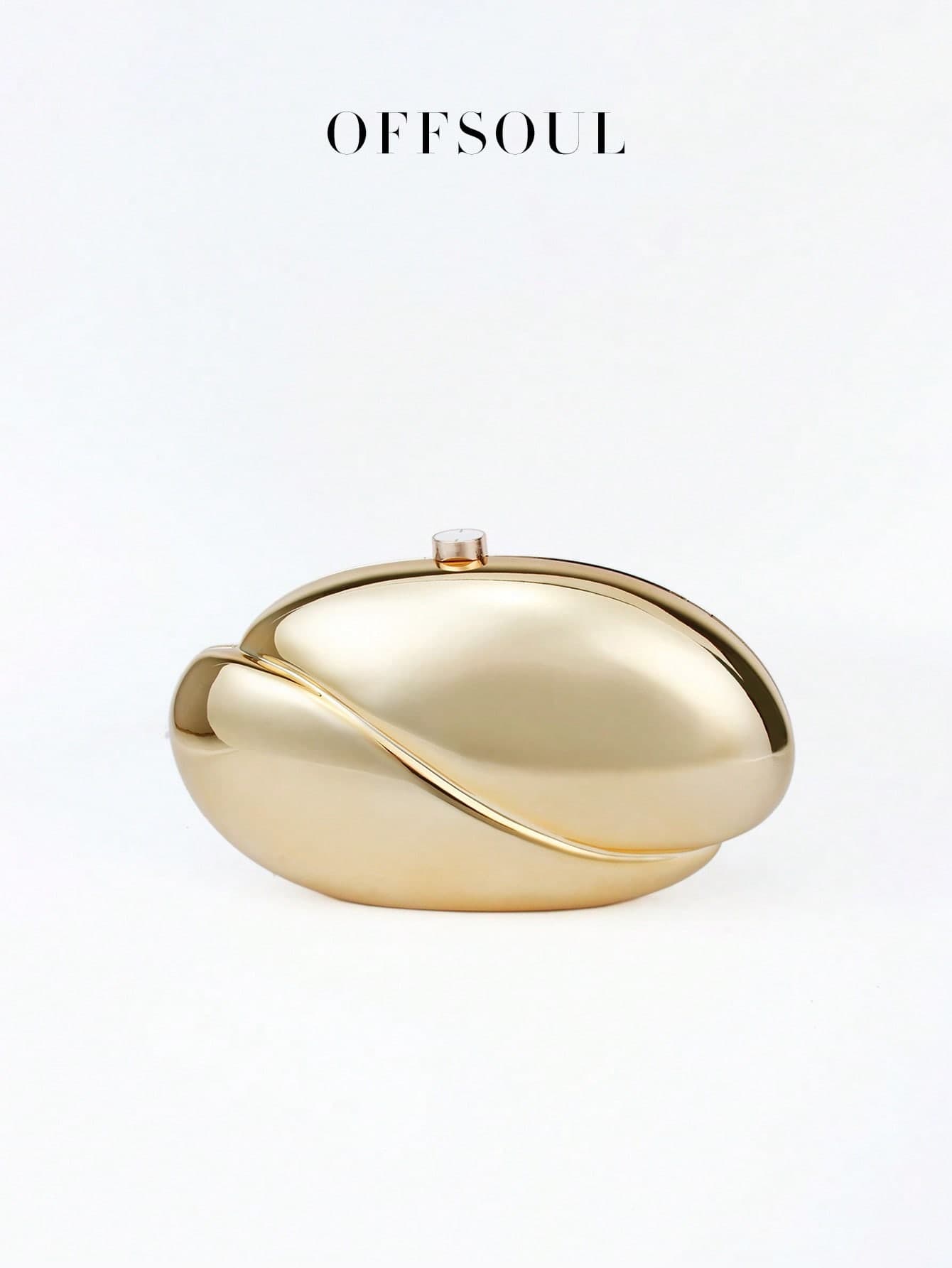 Wavy Metallic Oval Evening Bag, New Party Banquet Handbag With Asymmetrical Chain Strap, Shoulder & Crossbody Bag For Women