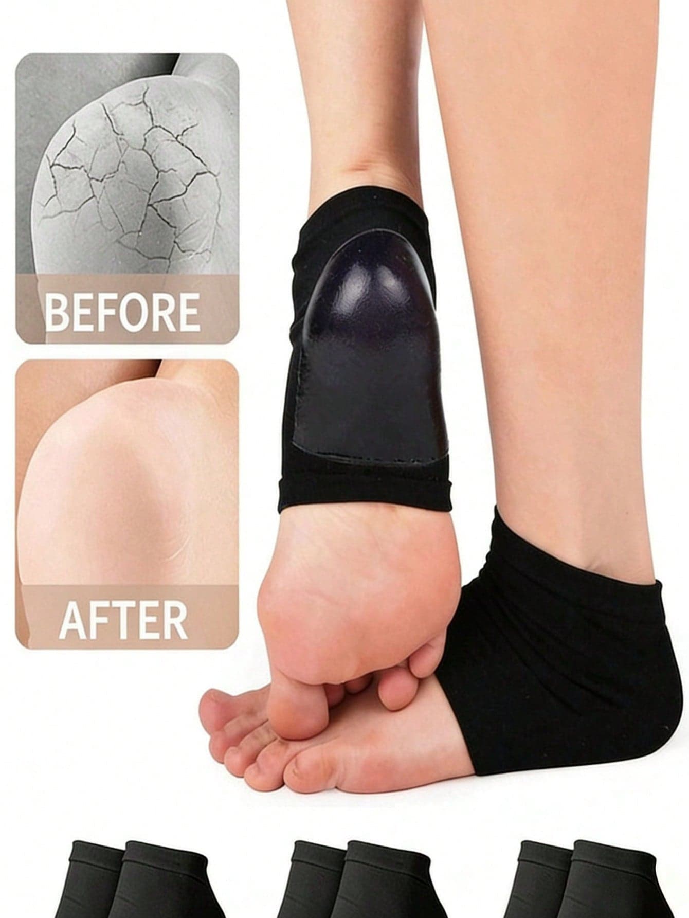 3 Pairs Unisex Silicone Moisturizing Foot Socks, Suitable For Cracked Heels