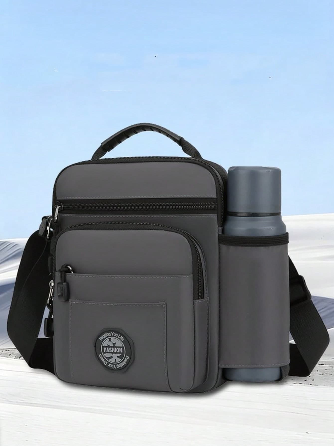 Men's Fashion Casual One Shoulder Bag, Large Capacity Multi-Compartment Commuter Messenger Bag With Water Bottle Holder, Pouch For Phones,Y2k,Fathers Day Gifts
