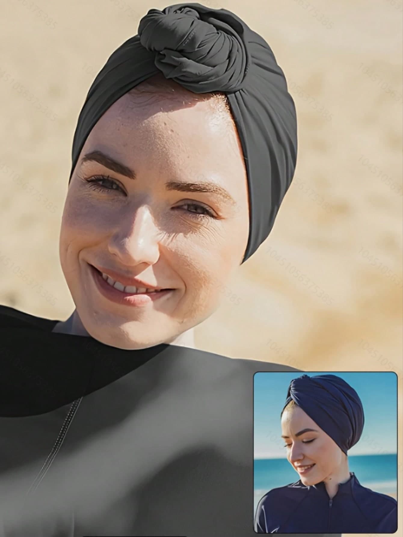 1pc Women's Summer Beach Swimming Headscarf, Quick Dry Shower Turban, Made Of Polyester And Nylon Filaments With Elastic Spandex, Knitted For Moisture Wicking And Breathability, Versatile Wearing Styles,Hat