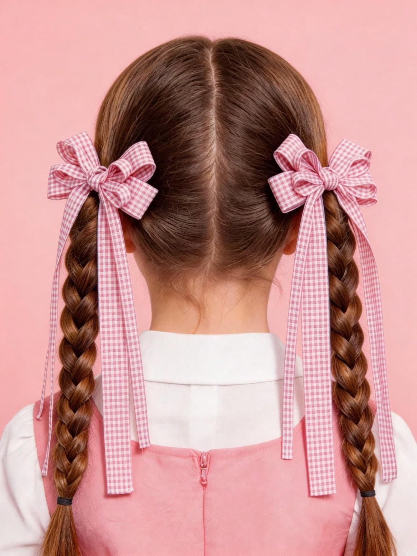 2pcs Back To School Plaid Bow Ribbon Hair Clips, Suitable For Daily Use