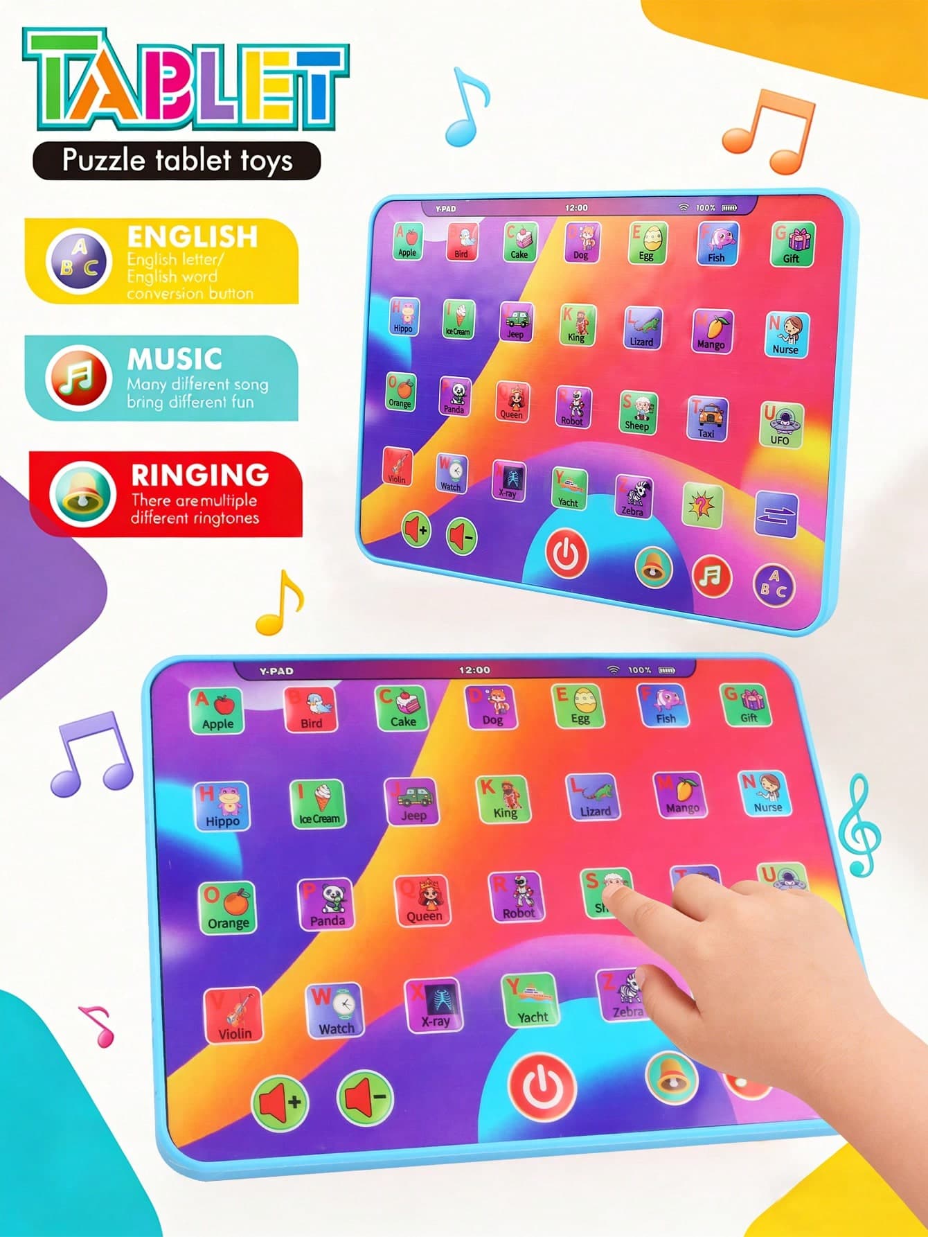 Interactive Learning Tablet With Alphabet, Numbers, Colors, Music And Words, Educational Toy For 3-5 Years Old Boys And Girls