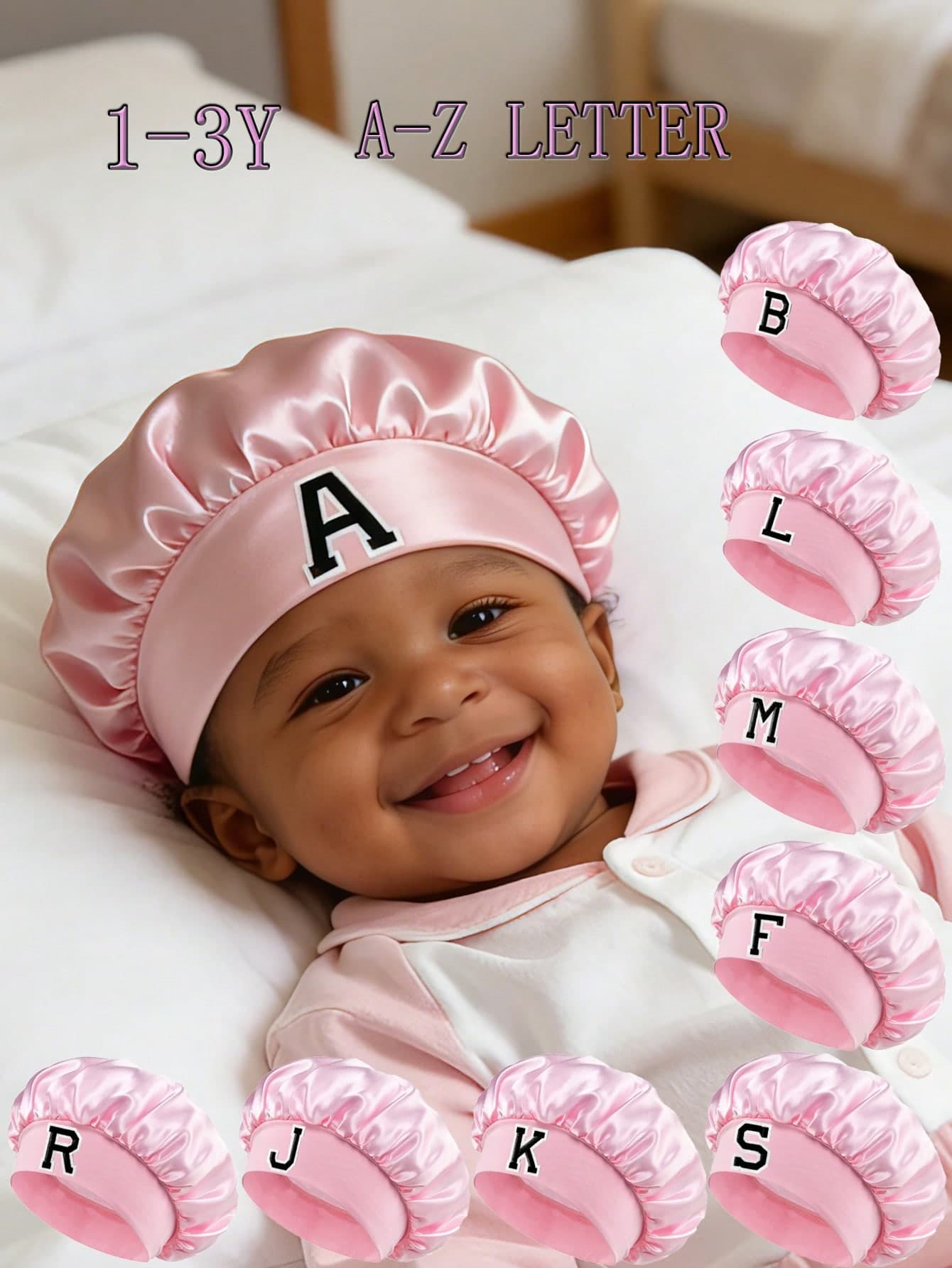 1 Pc Kid's Pink Satin Nightcap, Soft Nightcap For Children, Protective Hairstyle, Suitable For School, Sleepwear Parties, And Travel As A Nighttime Headpiece, Suitable For Ages 1-3Y