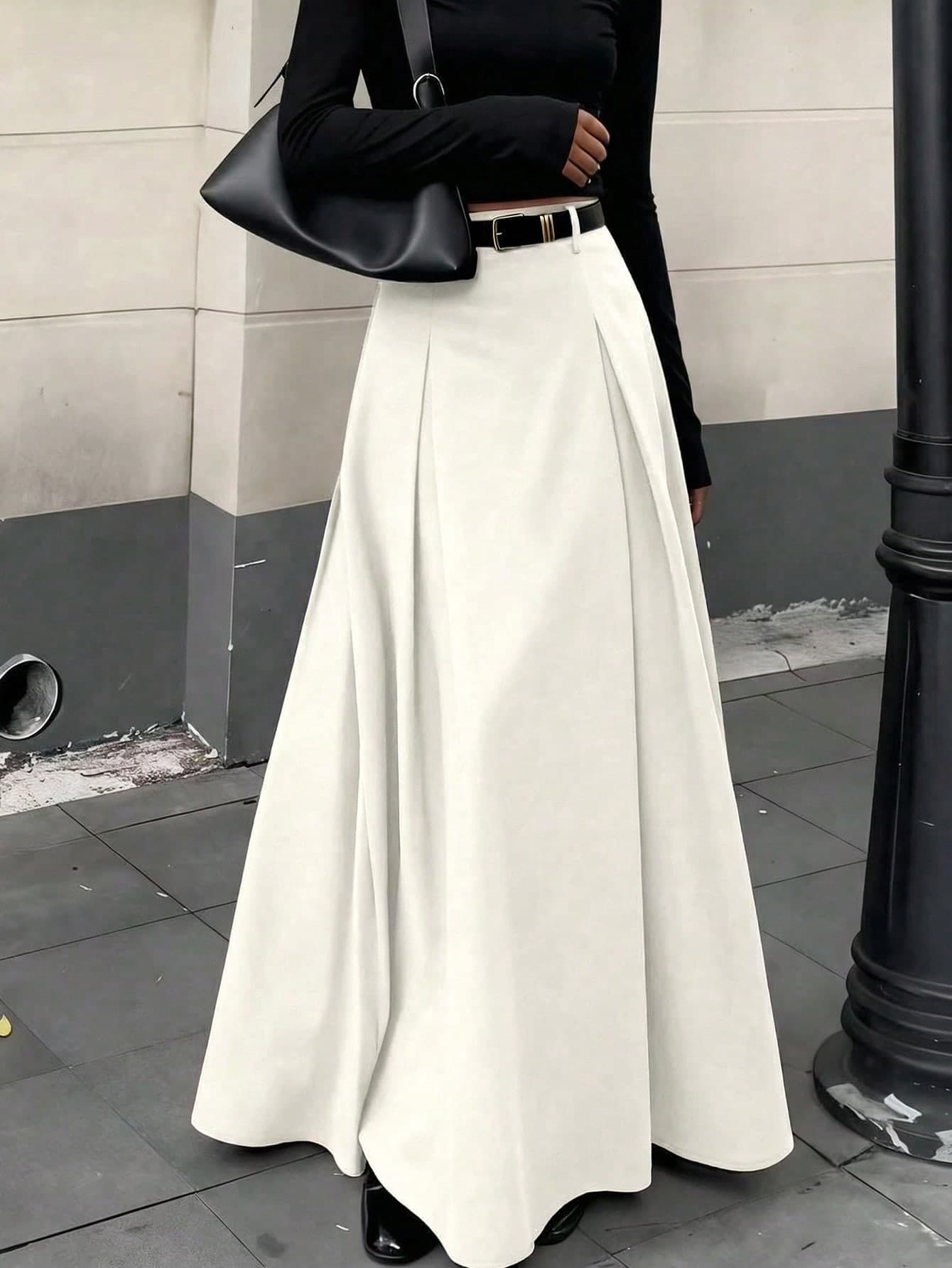 EARO Women's High Waist A-Line Skirt, Fashionable Suit Style, Slimming, Versatile, Elegant, Suitable For Office, Home, Daily Wear, Evening Date, Autumn/Winter