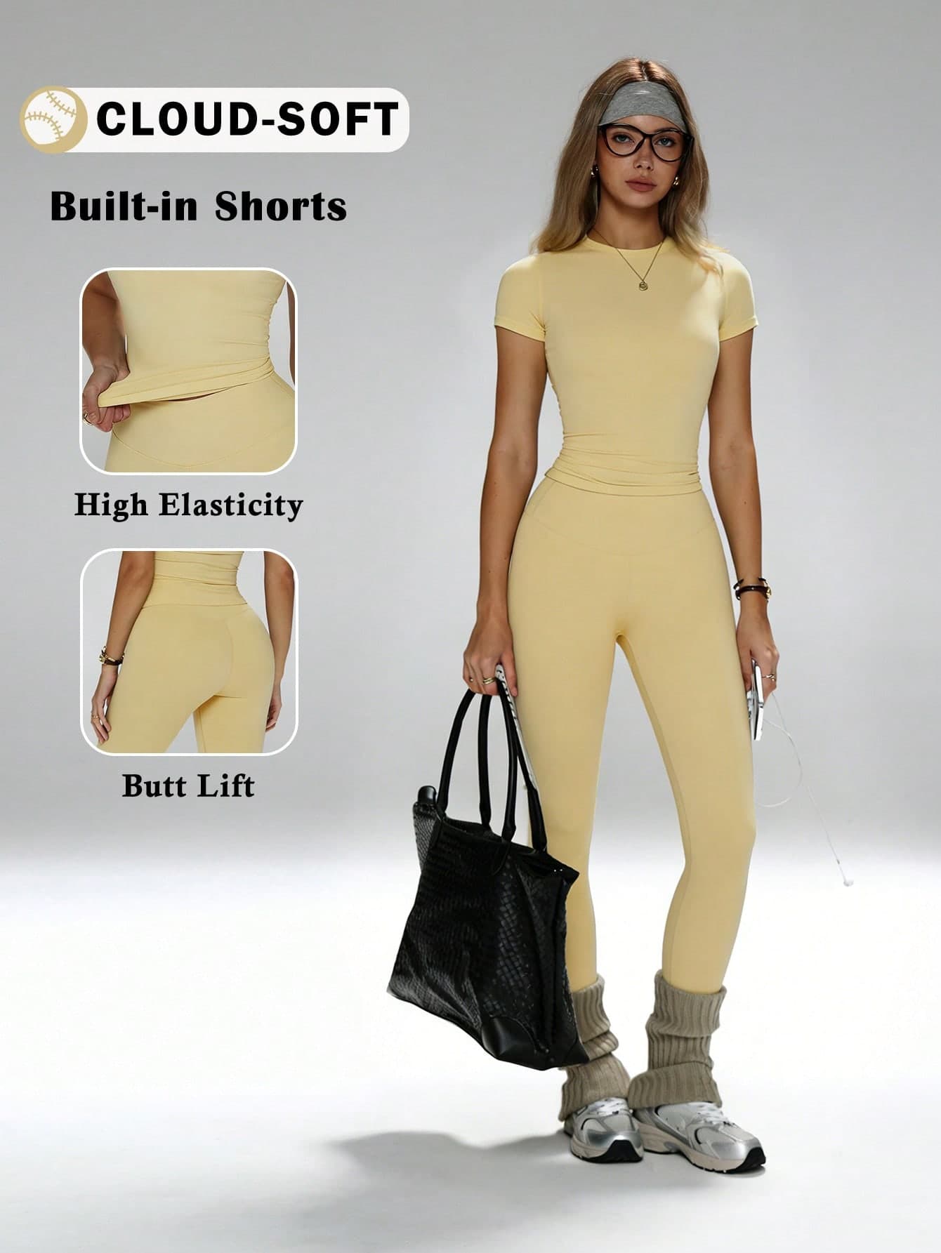 FWH All-Match All-Season Shaping Versatile Style Slimming And Flattering Shirt, Multi-Scenario Wear, Women's Slimming Athletic Yoga 2-Piece Set Sports