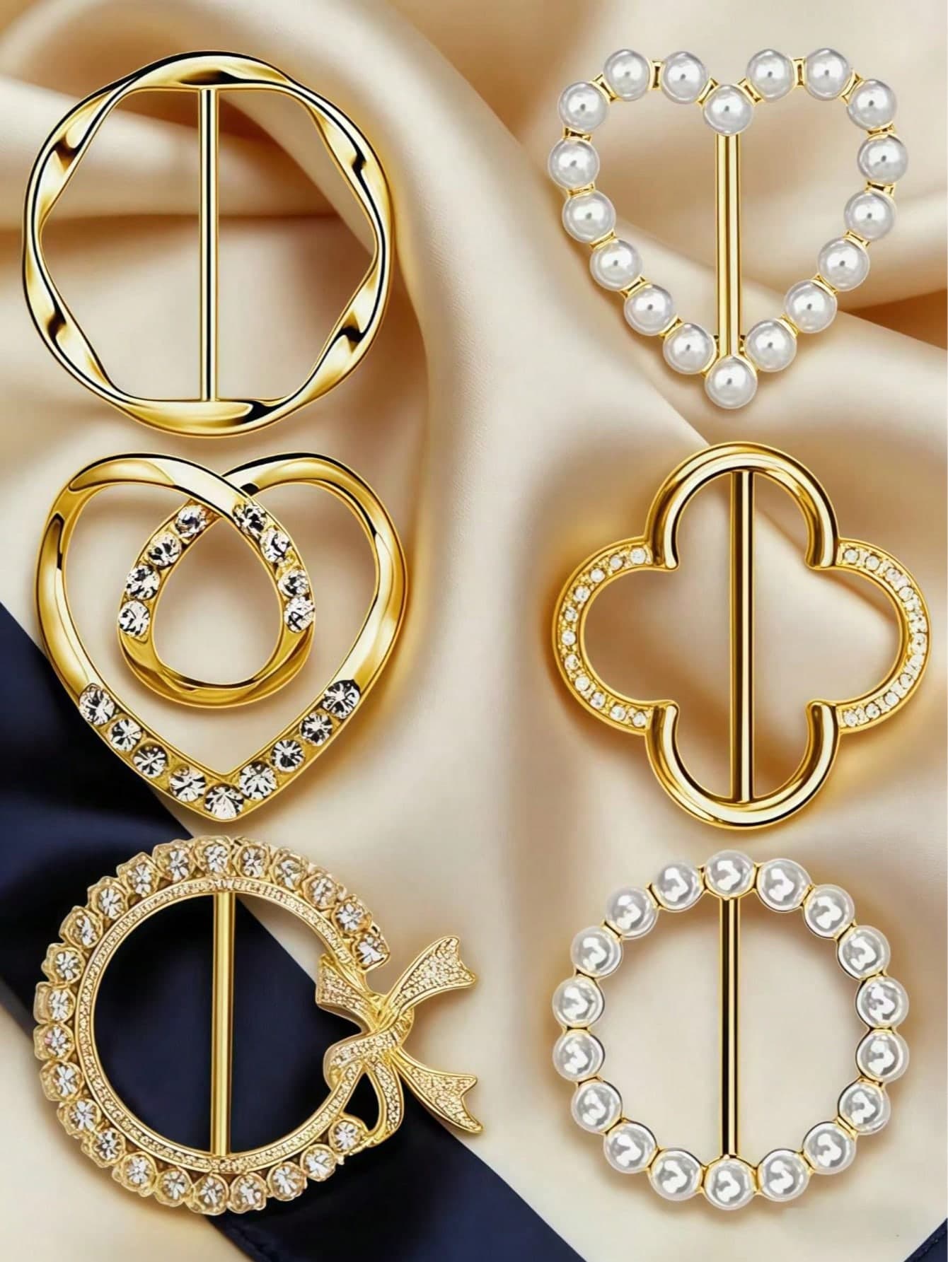 6pcs Silk Scarf Ring Clip, T-Shirt Tie Clip Metal Ring Scarf Buckle, Waist Belt Buckle, Shirt Clothing Accessories