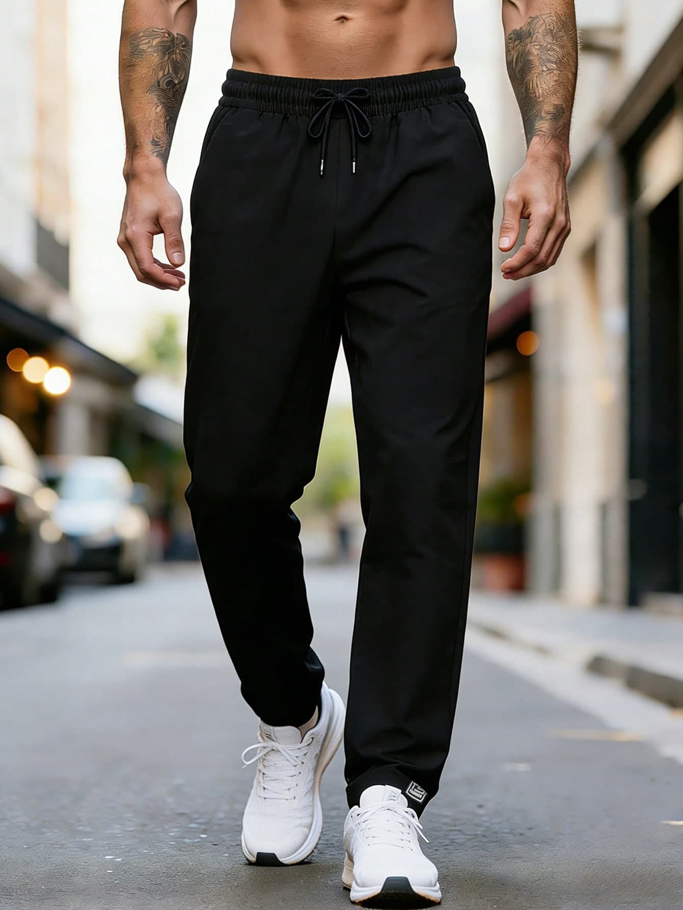 Men's Lightweight Drawstring Waist Pocket Printed Straight Leg Jogger Pants, Comfortable And Durable For Running And Workout