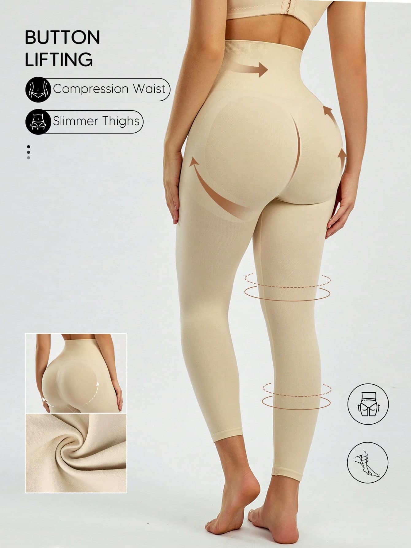 Suprenx 1pc Women's Seamless High Waist Lifting & Shaping Leggings