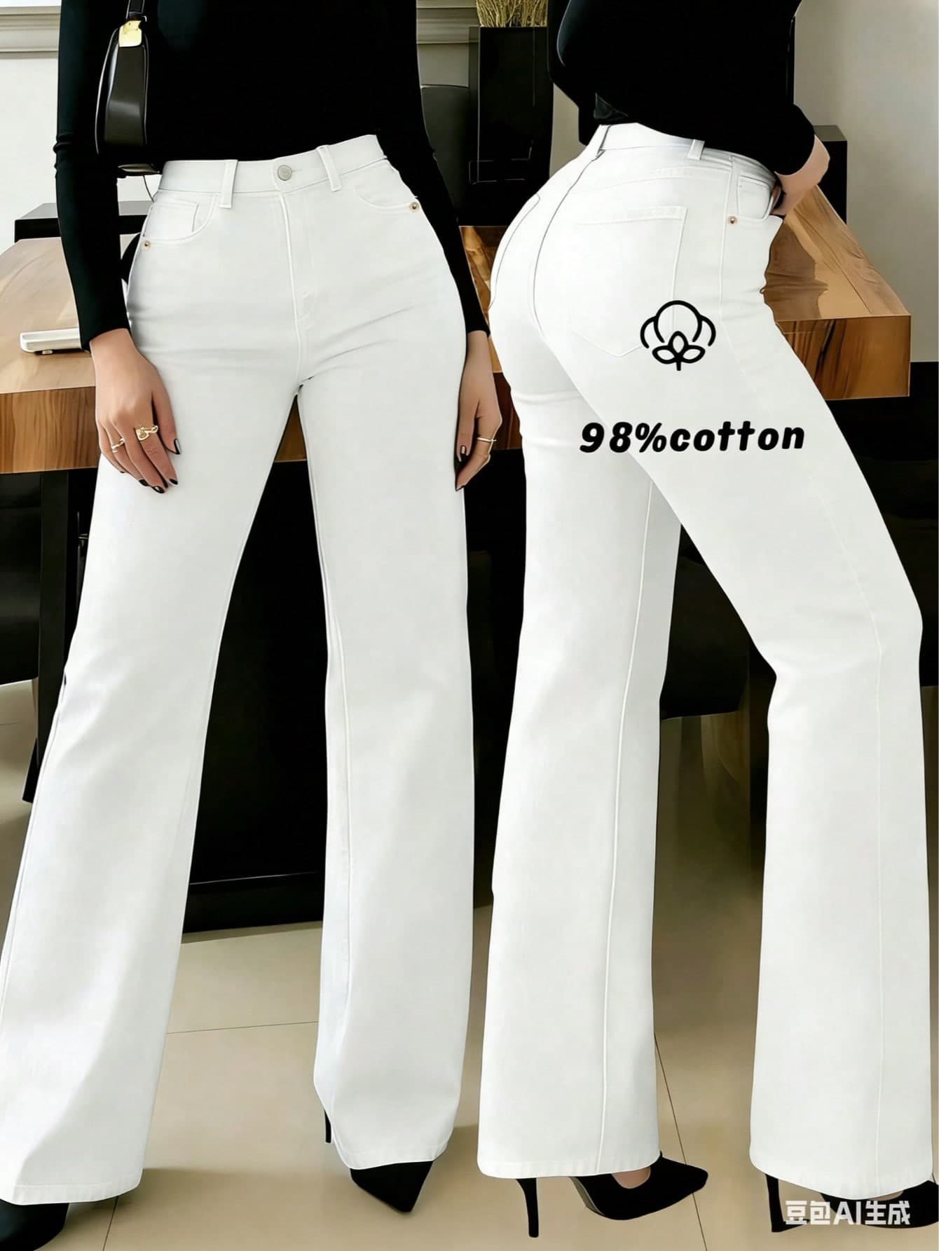 New Women Straight Leg Jeans, Loose Fit Casual Street Style Brand Relaxed Fit Jeans, Women Denim Pants And Clothing White Spring