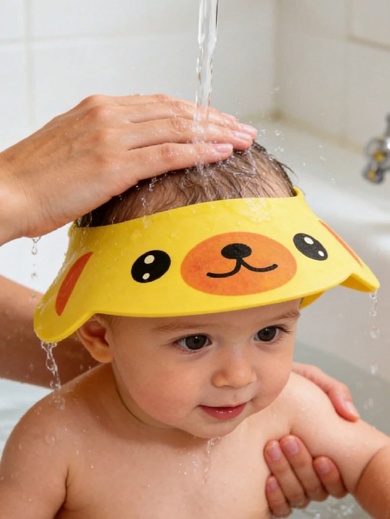 Adjustable Cartoon Waterproof Shower Cap, Baby Shampoo Bath Cap, EVA Foam Material, Portable Shower Cap, Sun Hat, Cute Frog And Pig Design - High Quality Ear Protection, Multiple Colors Available (Green, Pink, Yellow) - Bathroom Essential Shower Cap, Bathroom Accessory, Fun Design, Comfortable Fit (EVA Foam Material) (Head Circumference Approx. 38cm-54cm)