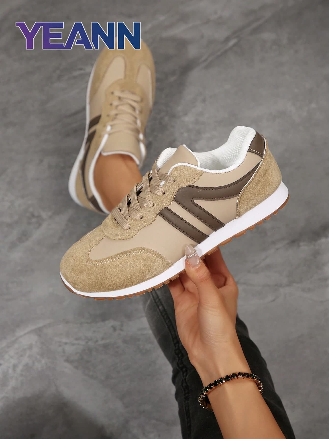Women's New Comfortable Versatile Striped Thick Sole Non-Slip Casual Sports Shoes, Sneakers, Trainers