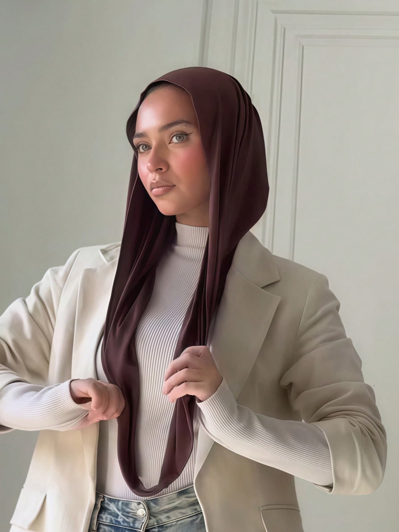 1pc Women's Instant Classic Basic Solid Color Hijab, Adjustable Practical Elastic Headscarf Soft Skin-Friendly Fabric