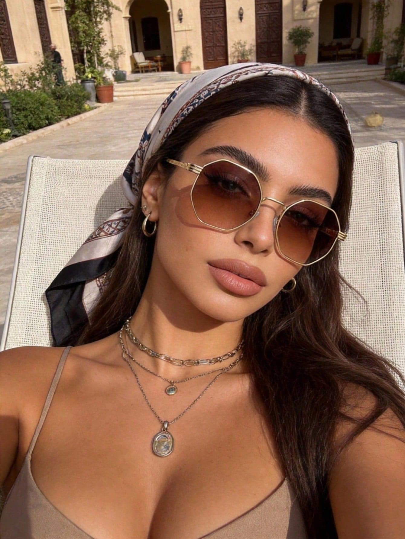 1pc Metal Frame Eyeglasses, Round Full-Rim, Brown, Classic Elegant, Runway New Basic Bohemian Style Fashion Glasses, Suitable For Summer Tropical Beach Vacation Outings