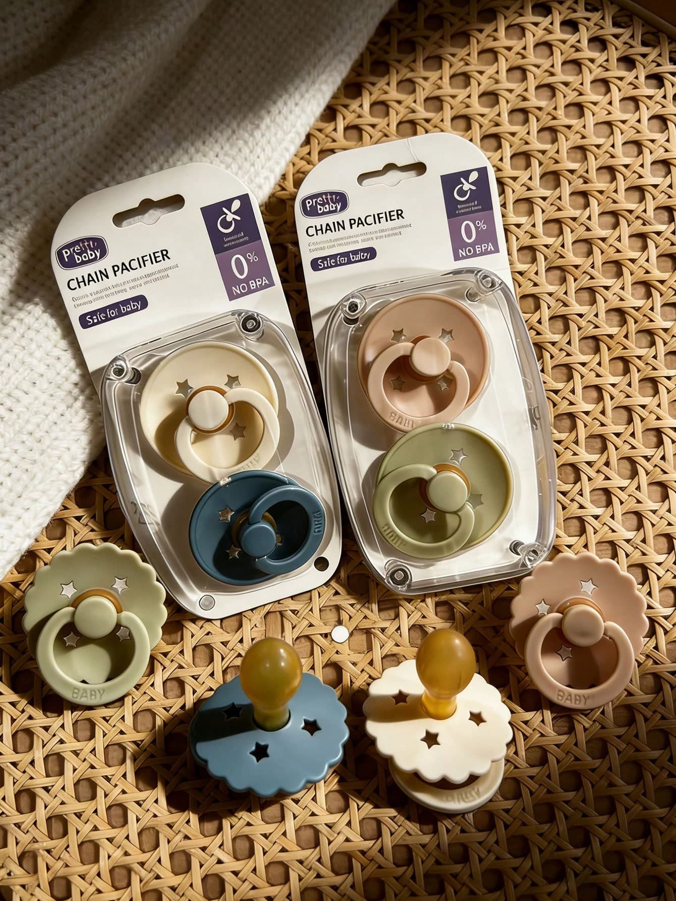 8/4/2pcs Set Soft Latex Natural Pacifiers, Simulate Breastfeeding, Soothe 0-18 Months Babies, All-In-One Breastfeeding