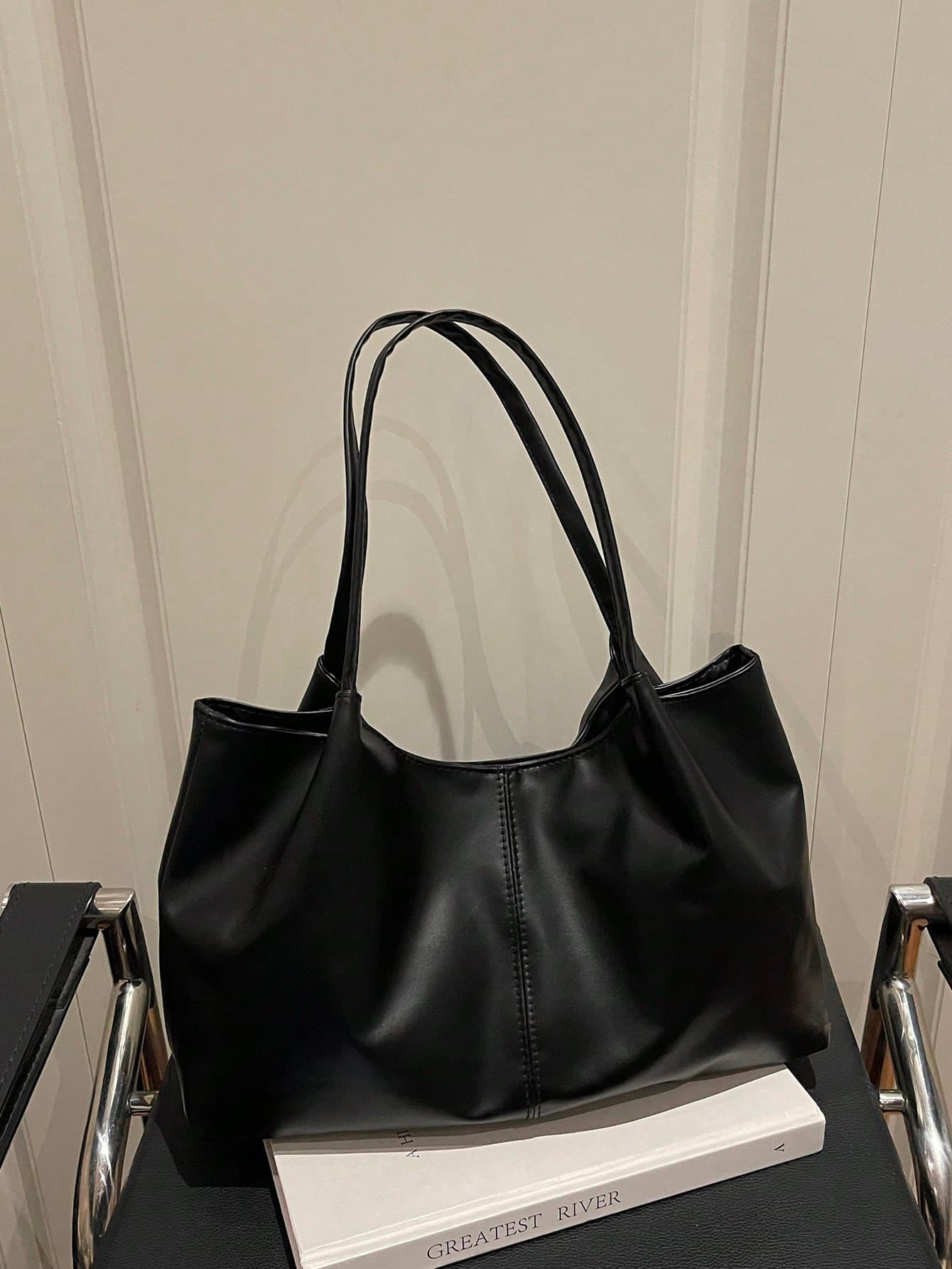 New Soft Leather Large Capacity Tote Bag, Suitable For School, Commuting, Unique Design Shoulder Underarm Bag