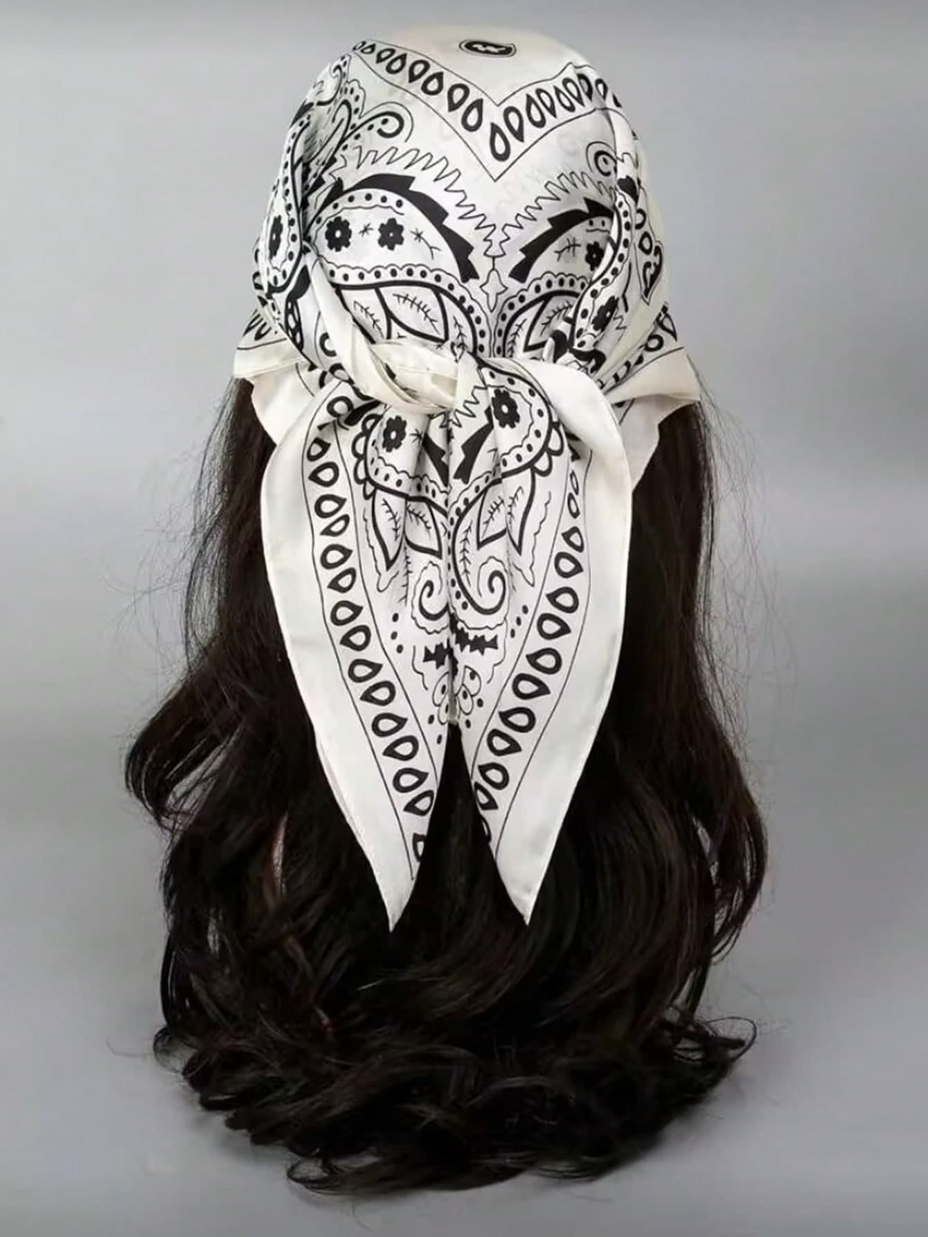 1pc Women's Bandana Scarf, Cashew Print, Silky Fabric Head Wrap, Neck Scarf, Suitable For Daily Use,Beach,Holiday,Accessories,Travel Essential