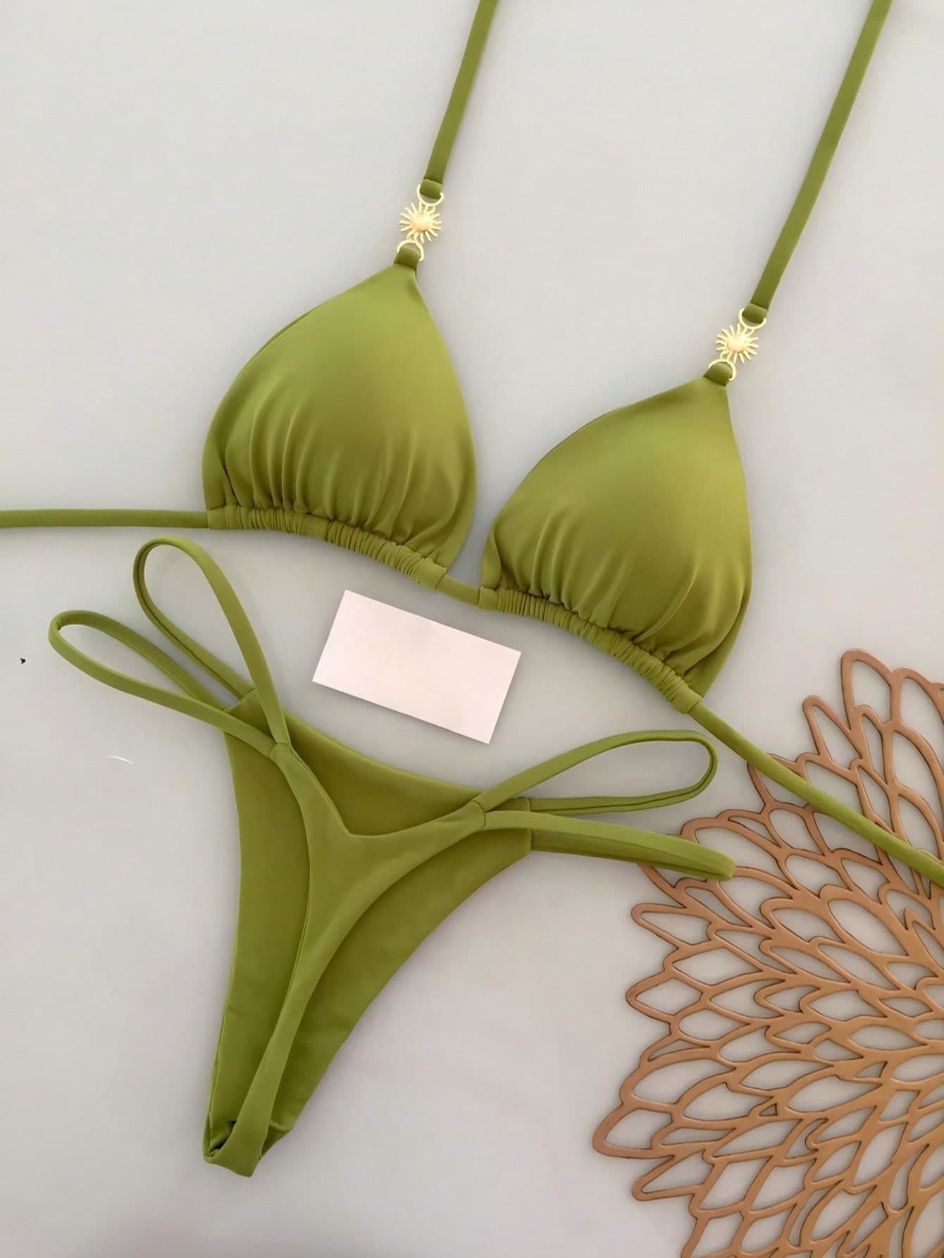 2pcs Casual Elegant Sexy Bohemian Floral Tie-Dye Trim Bikini Swimwear, Suitable For Beach & Holiday, Spring/Summer Vacation