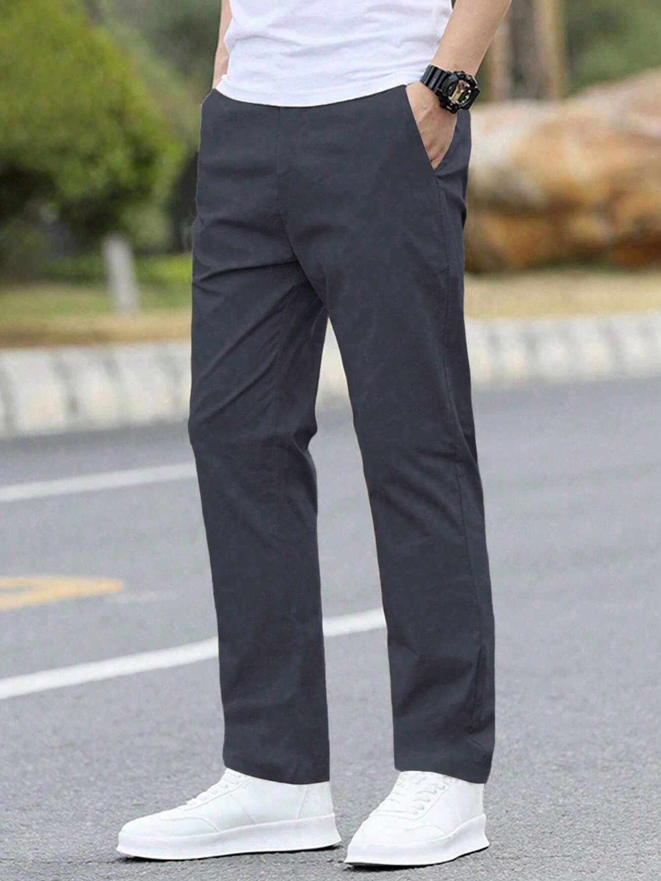 1pc Teen Boys Minimalist Loose Outdoor Sports Training Personalized Solid Color Straight Leg Long Pants Spring Autumn Winter Back To School