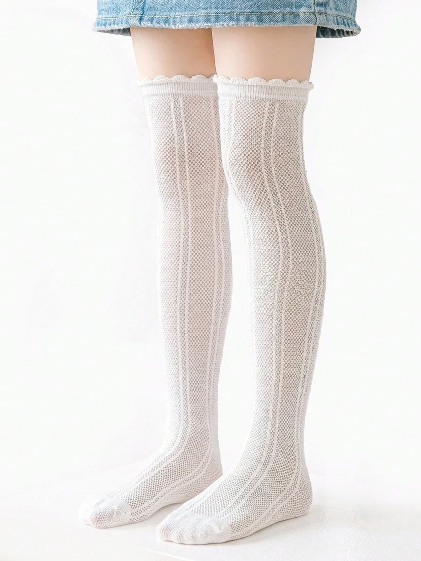 2pcs/Pack Girl Mesh Mosquito-Repellent Socks Thin Over Knee Straight Socks