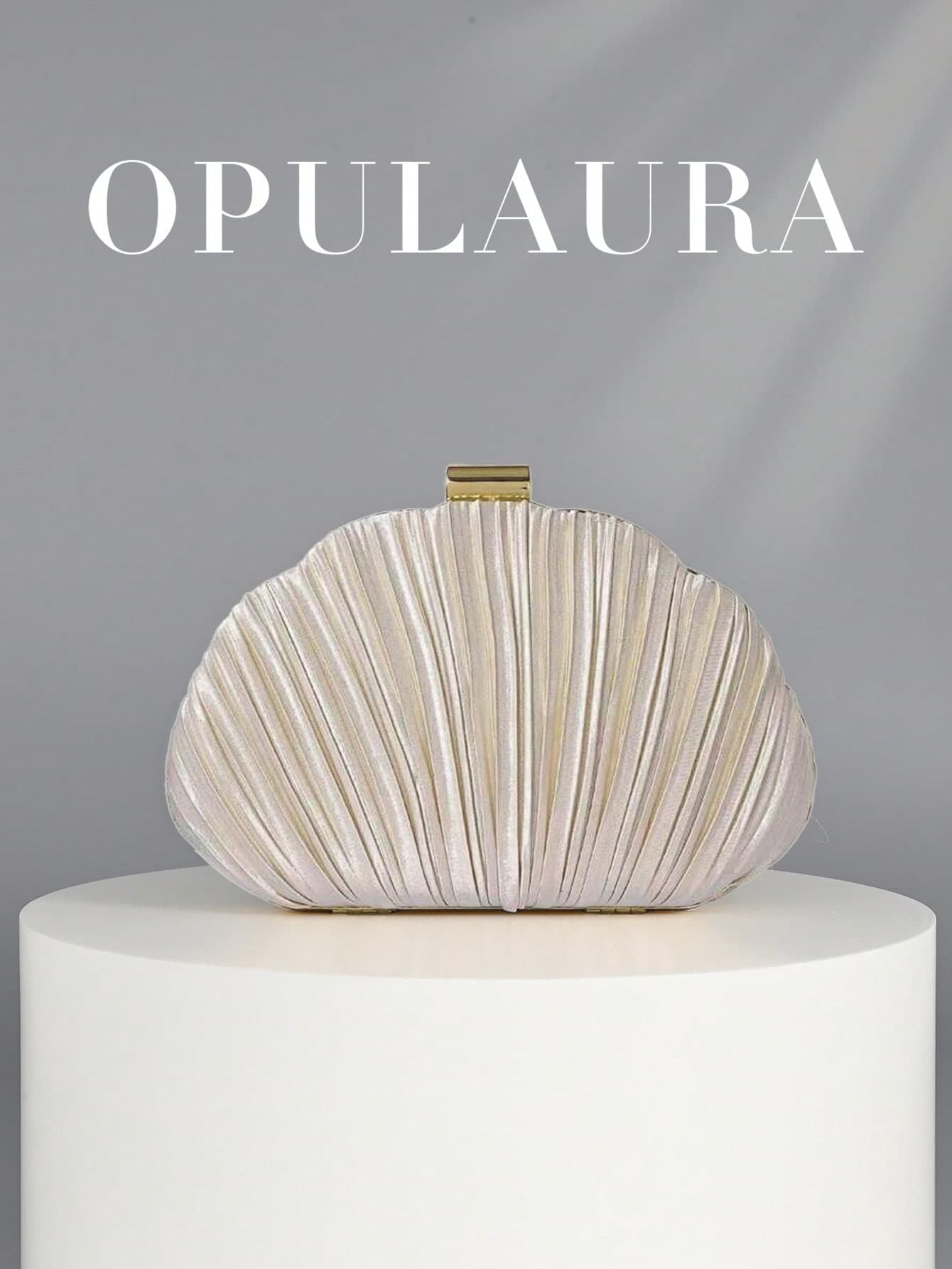 OpulAura Women's Elegant/Luxurious Pleated Satin Box Clutch Bag, Romantic Wedding Handbag, Charming/Refined Evening Dress Bag, Minimalist Apricot Box Purse With Detachable Chain, Suitable As Holiday Gift