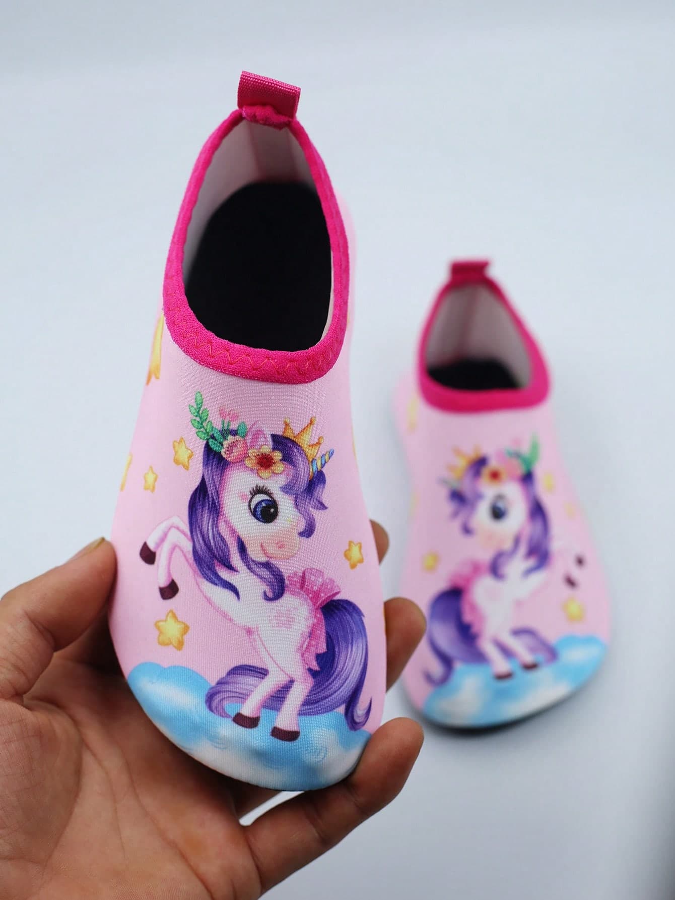 1 Pair Girls' Water Shoes, Children's Unicorn Pattern, Ultra-Light Anti-Slip Anti-Cut, Suitable For Beach Play, Quick-Drying Anti-Slip Fashionable Comfortable Breathable Cartoon Animal Pattern Cute Girls' Yoga Shoes, Dance Shoes