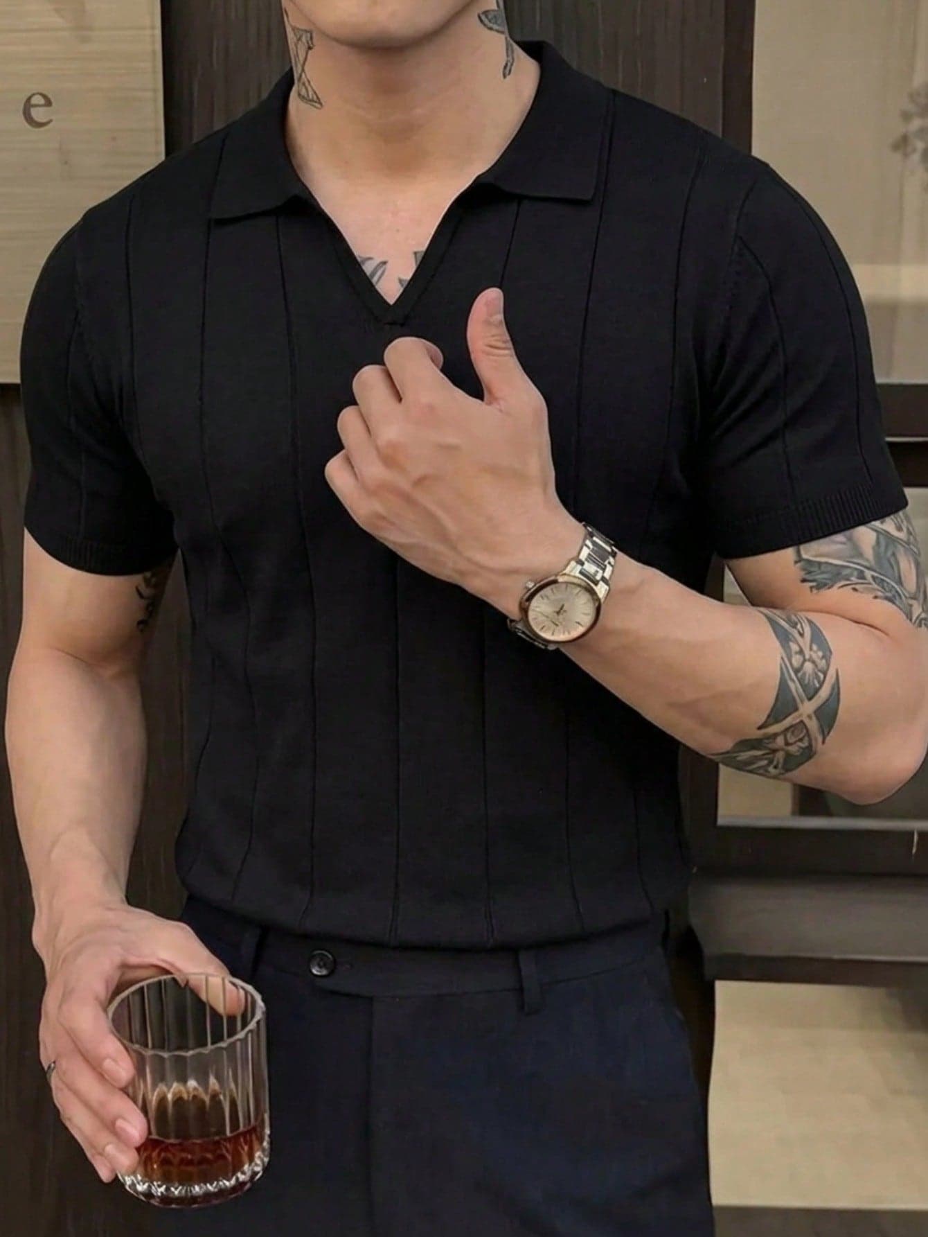 Men's Casual Solid Color Knit Polo Shirt, Versatile For Daily Commute, Summer
