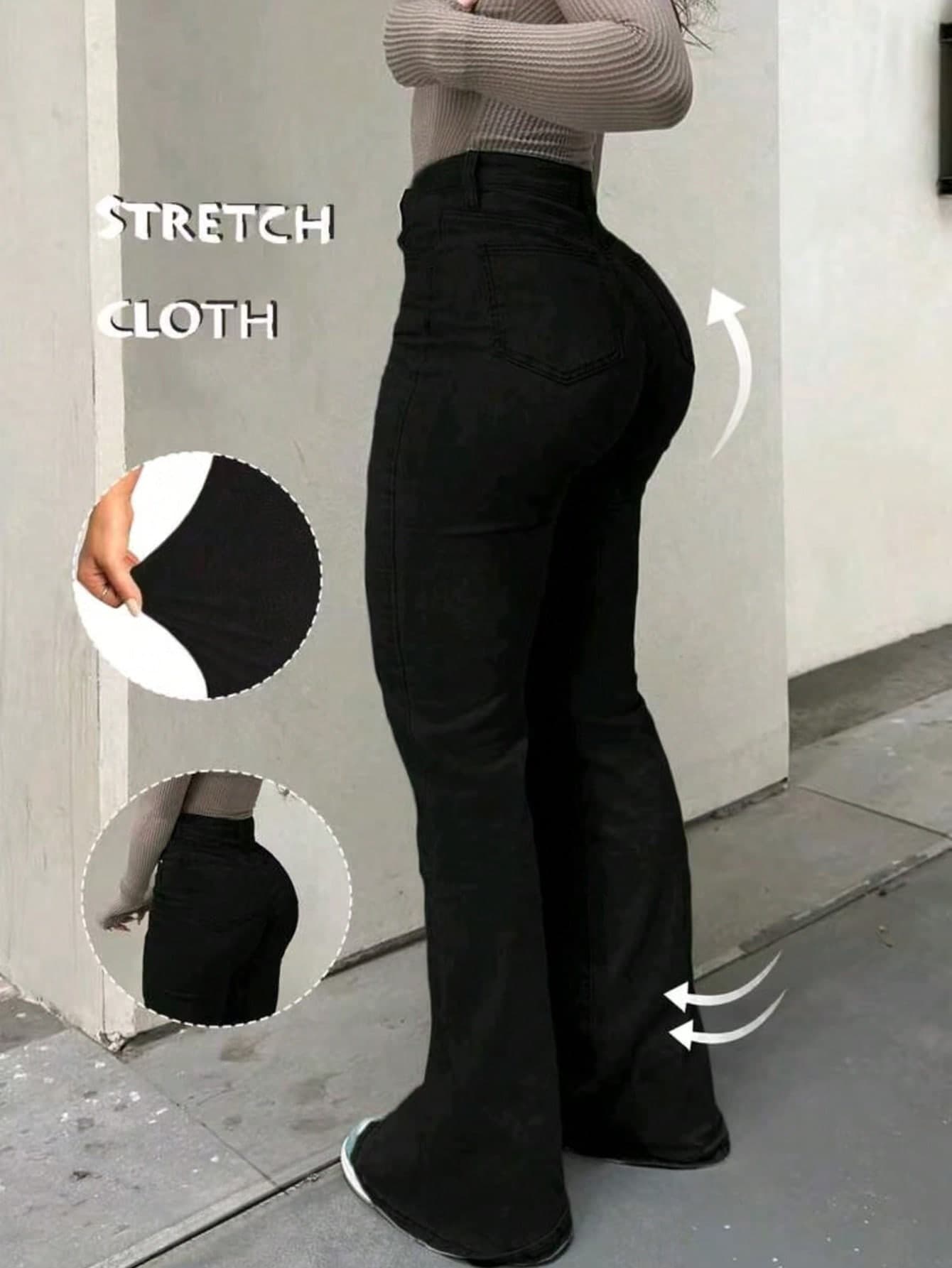 Women's Butt Lifting Jeans, High Stretch Tummy Control Skinny Pants, Fashionable Elegant Casual Trousers Suitable For Dates, Commuting, Shopping Spring Black