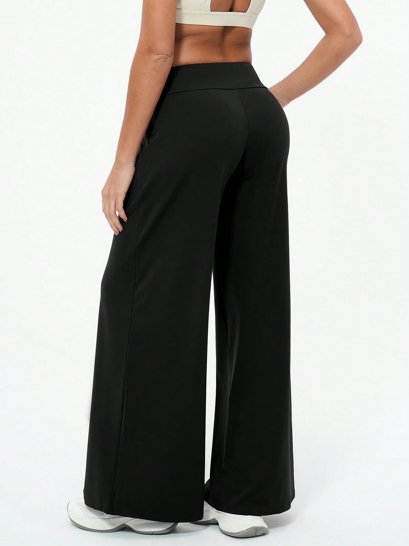 TimeOff 1pc Women Loose Fit Cinched Waist Pockets Wide Leg Sports Pants