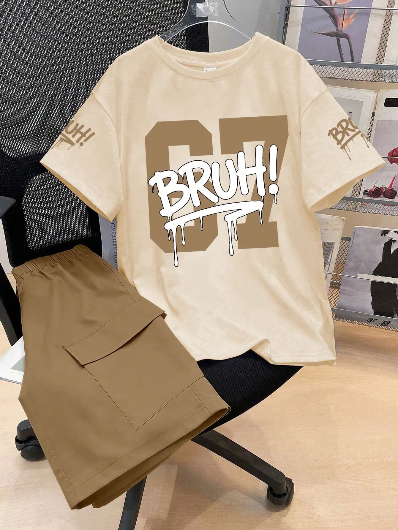 2pcs Boys Summer Set: Short Sleeve T-Shirt And Shorts - Printed With "07" Number And Fun English Letter Patterns, Brand New Comfortable Summer Outfit