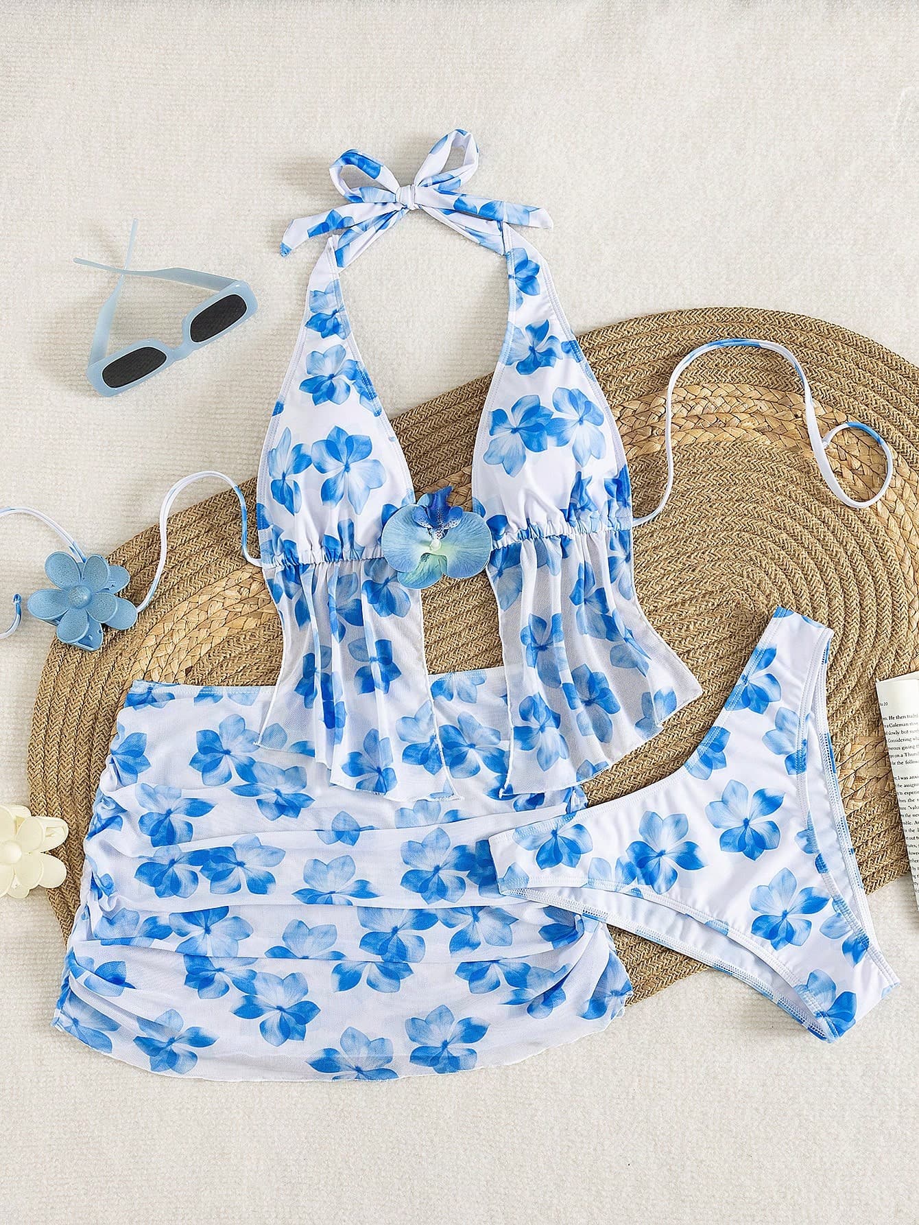 2026 Women's Random Print Spaghetti Strap Sexy Bikini Swimwear Set, Summer Outfit, Elegant, Valentine's Day, Beach, Vacation, Casual, Unique, Summer Set, Summer Holiday Set, Spring, Women's Valentine's Day Set, Carnival