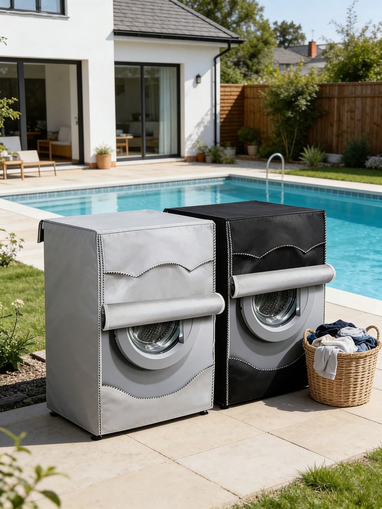 Waterproof & UV-Resistant Front-Loading Washing Machine Cover, Dustproof & Sunscreen With Roller Blind Window, Durable Oxford Cloth Cover Suitable For Indoor & Outdoor Use, Fits Most Front-Load Washers, Great For Balcony, Patio And Bathroom