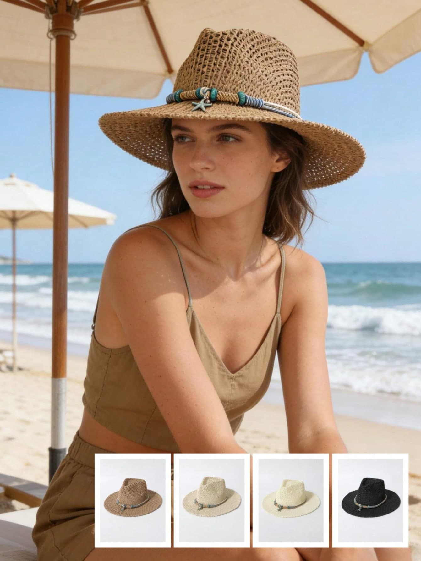 1pc Unisex Spring/Summer Hollow Breathable Panama Straw Hat, Flat Brim Fedora, Fashionable Western Cowboy Summer Sun Hat, Suitable For Beach Vacation, Daily Sun Protection, Party, Western Theme Events