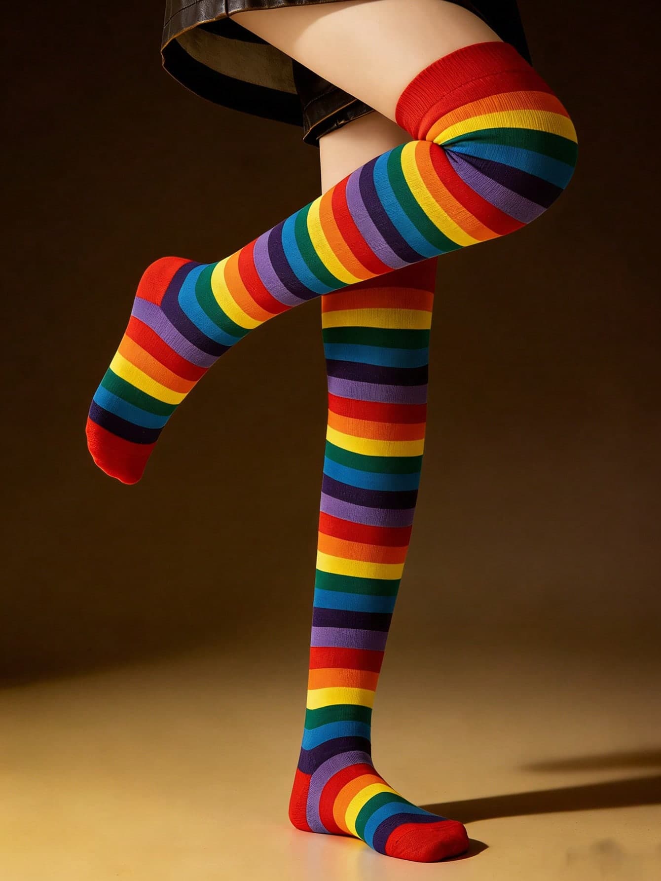1/3 Pairs Women's Rainbow Striped Colorful Over-The-Knee Socks, Suitable For Casual Holidays, Social Gatherings, Parties, And Matching Holiday Party Outfits