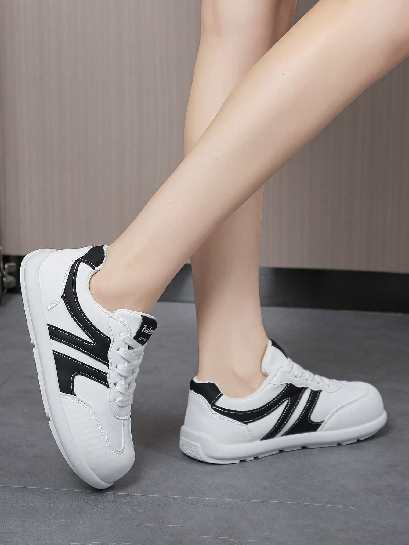 1 Pair Women's Casual Colorblock Sneakers, Soft Sole Comfortable Versatile Fashion Trainers