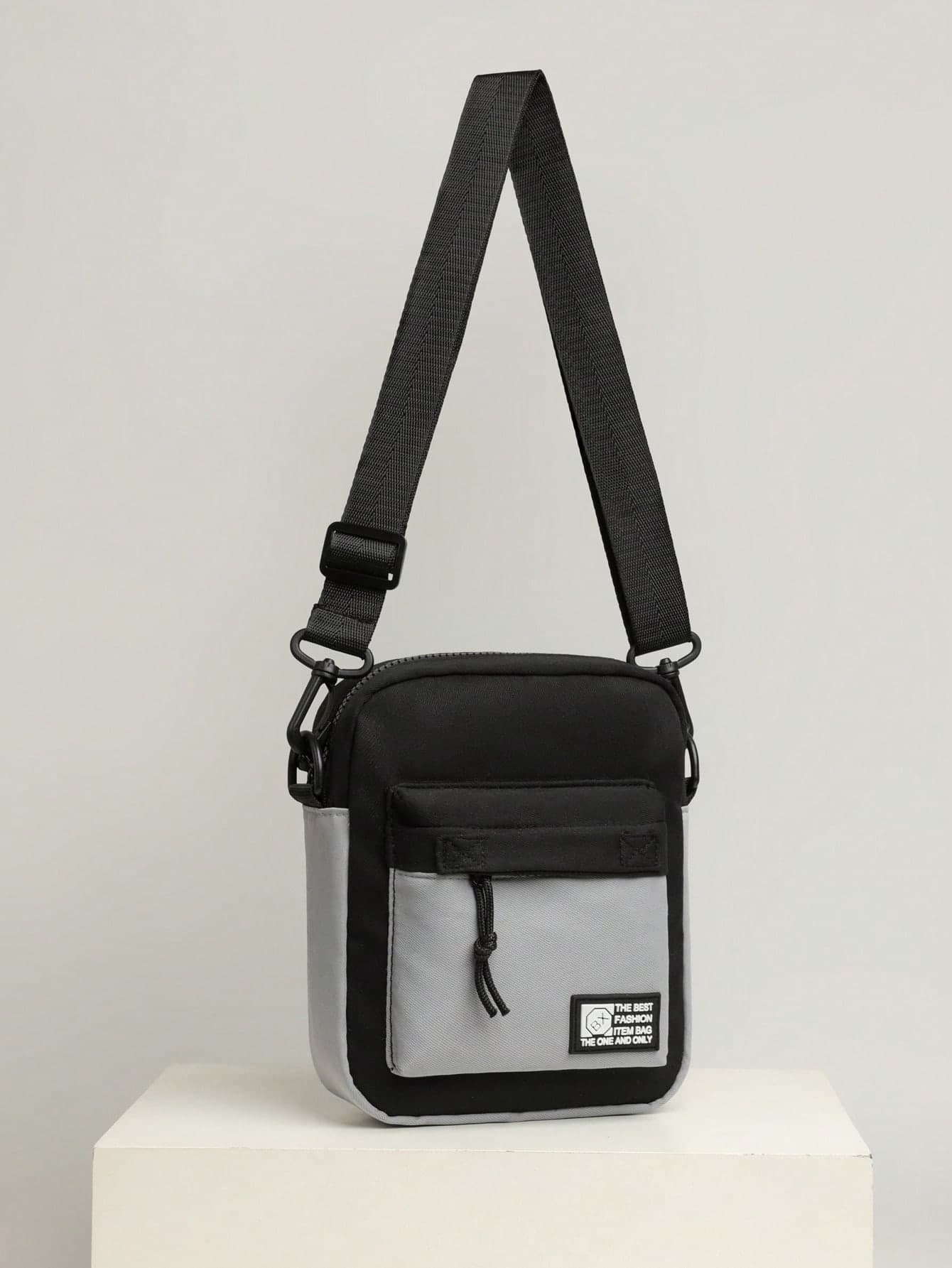 1pc Men's Square Casual Solid Color Letter Pattern Crossbody Bag, Travel Holiday Gift, Outdoor Cycling Bag, Camping Messenger Bag, Back To School Shoulder Bag, Spring Study Supplies Wallet, College Backpack, Side Bag, Student Essentials Wallet, High School/College Sports Bag, Summer Dad Crossbody Bag, Student Gym Bag, Pouch For Phones