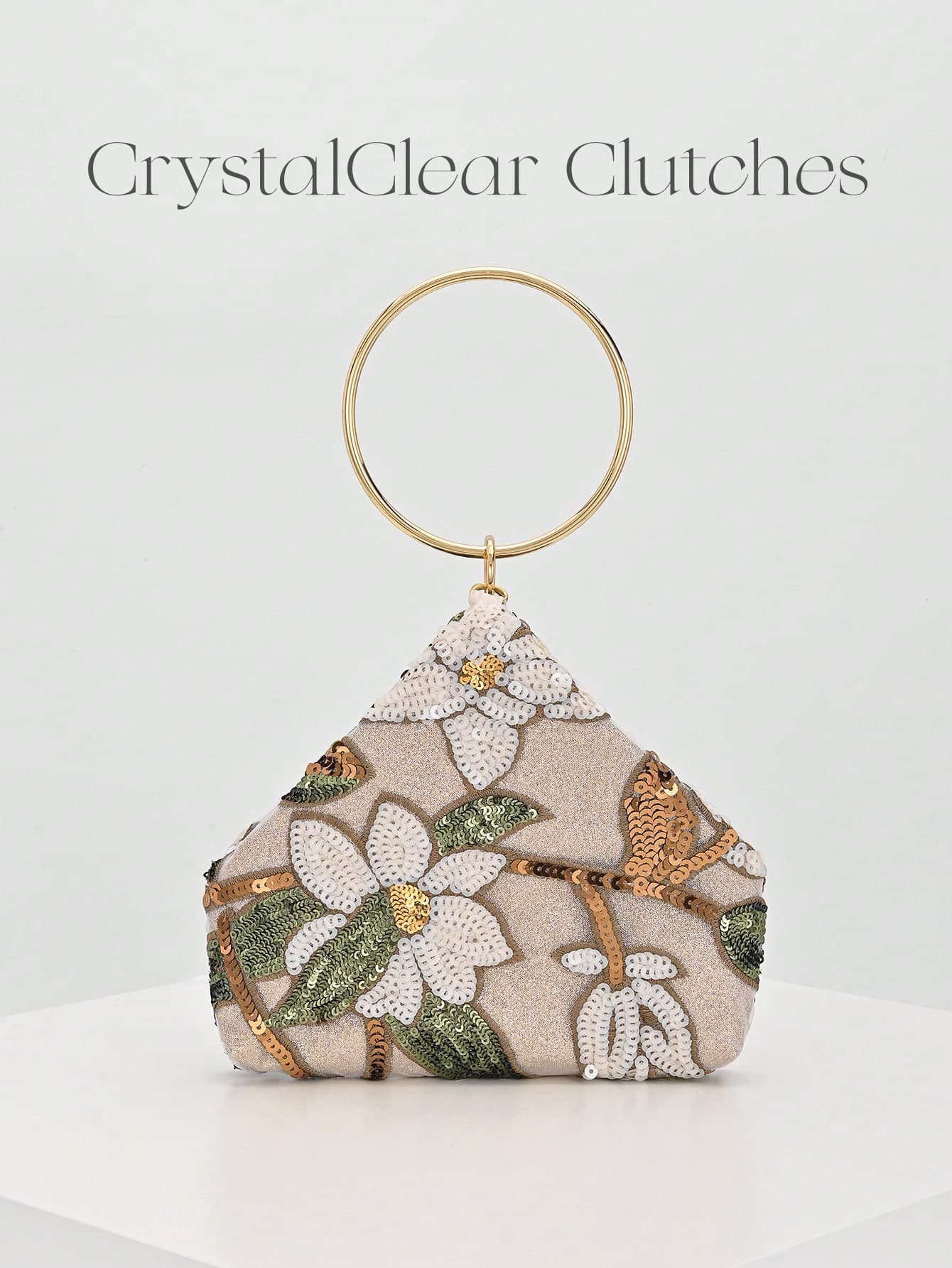 Sparkling Multi-Color Leaf & Floral Patchwork Crossbody Clutch Bag, Vintage Chain Strap Mini Square Box, Career Women, Randomly Patterned,Bride, Wedding Items