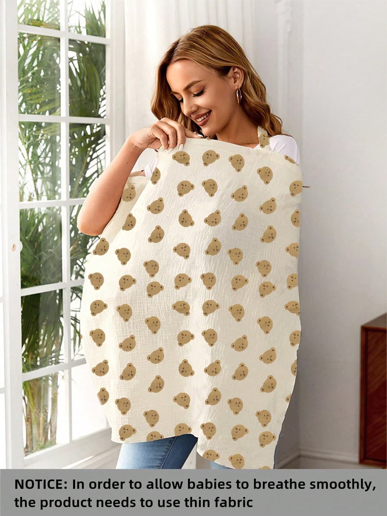 1pc Comfortable Breathable Multifunctional Nursing Cover, Anti-Peeping Pure Cotton Delicate Printed Nursing Scarf, Breastfeeding Shirt For Moms, Nursing Cover Up, Suitable For All Seasons