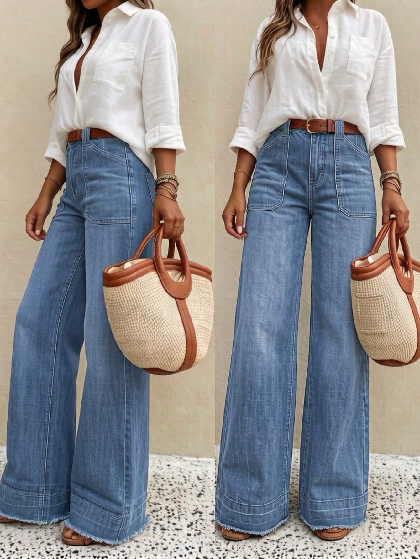 New Women's High-Quality Fashion Casual Loose Fit Denim Wide Leg Jeans, Comfortable Fit, Suitable For All Seasons, Daily Stylish