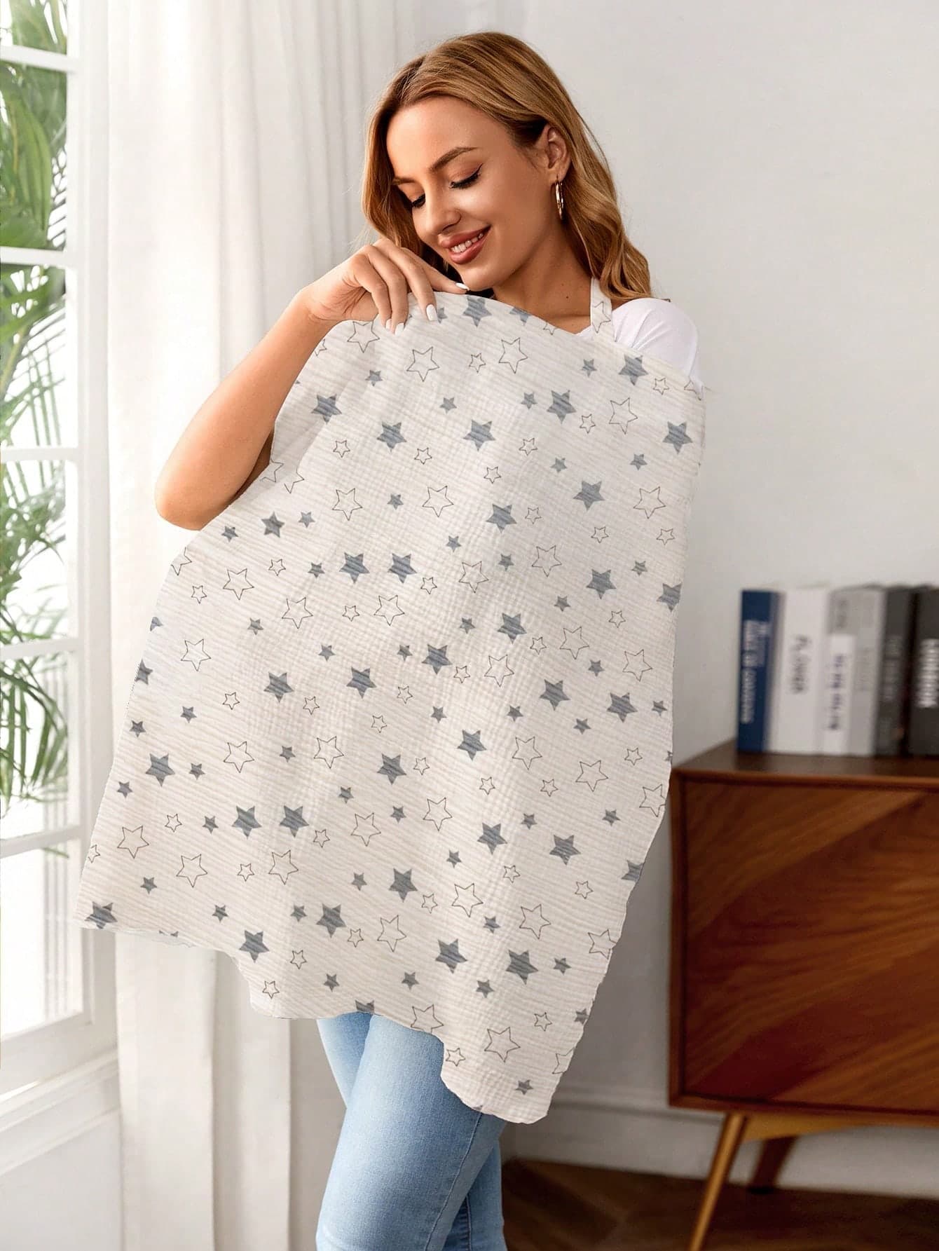 1pc Comfortable Breathable Multi-Functional Nursing Cover, Anti-Peeping Pure Cotton Delicate Printed Nursing Scarf, Breastfeeding Shirt For Moms, Nursing Cover Up, Suitable For All Seasons
